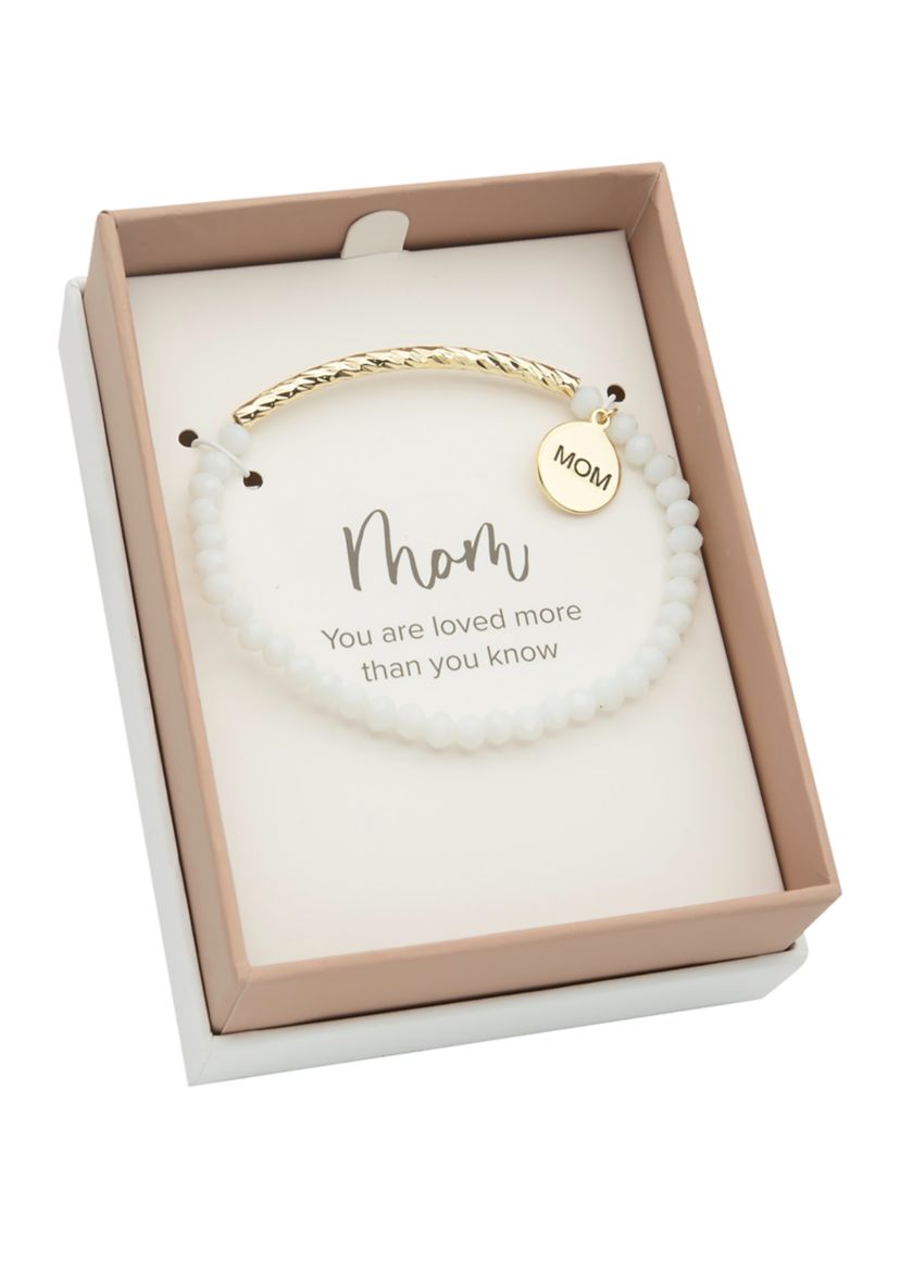 Gold Beaded Mom Stretch Bracelet