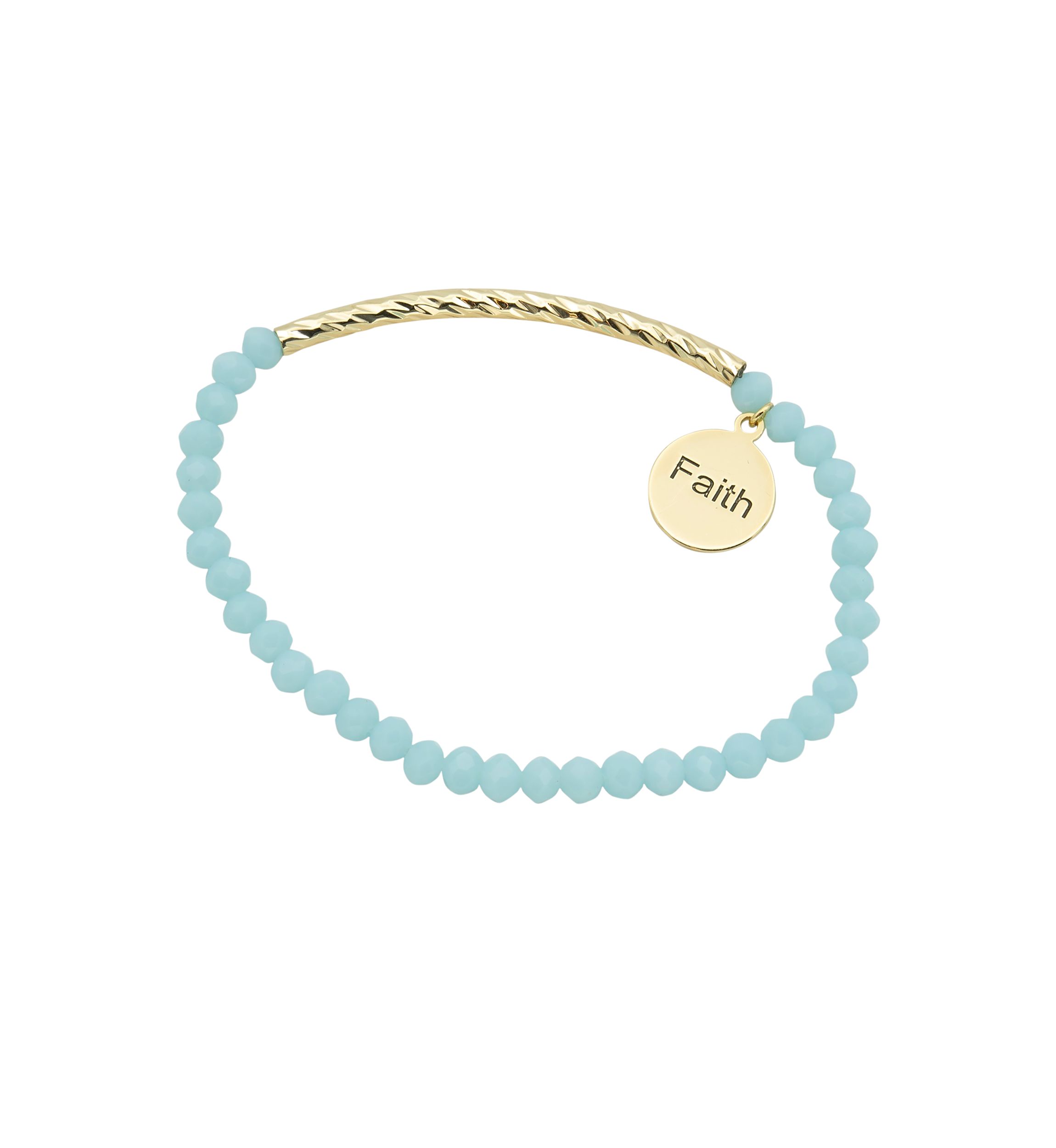 Gold Beaded Faith Stretch Bracelet