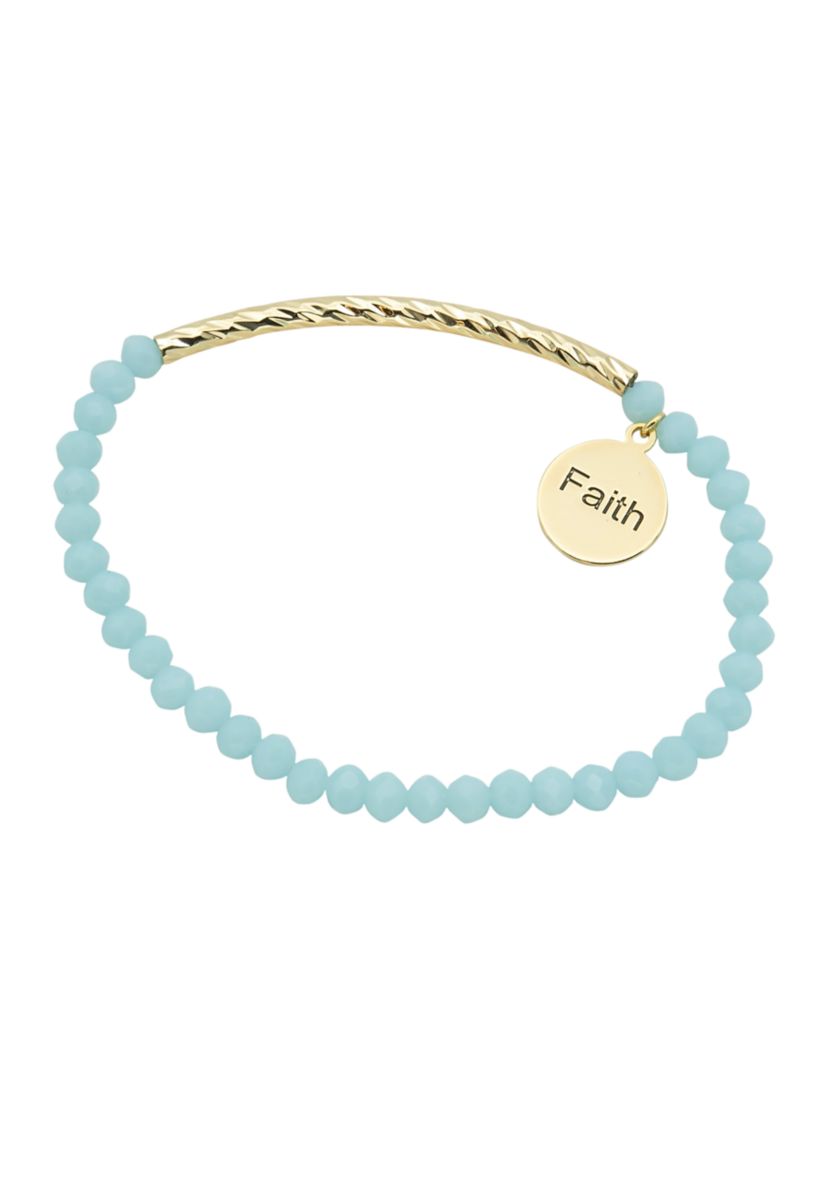 Gold Beaded Faith Stretch Bracelet