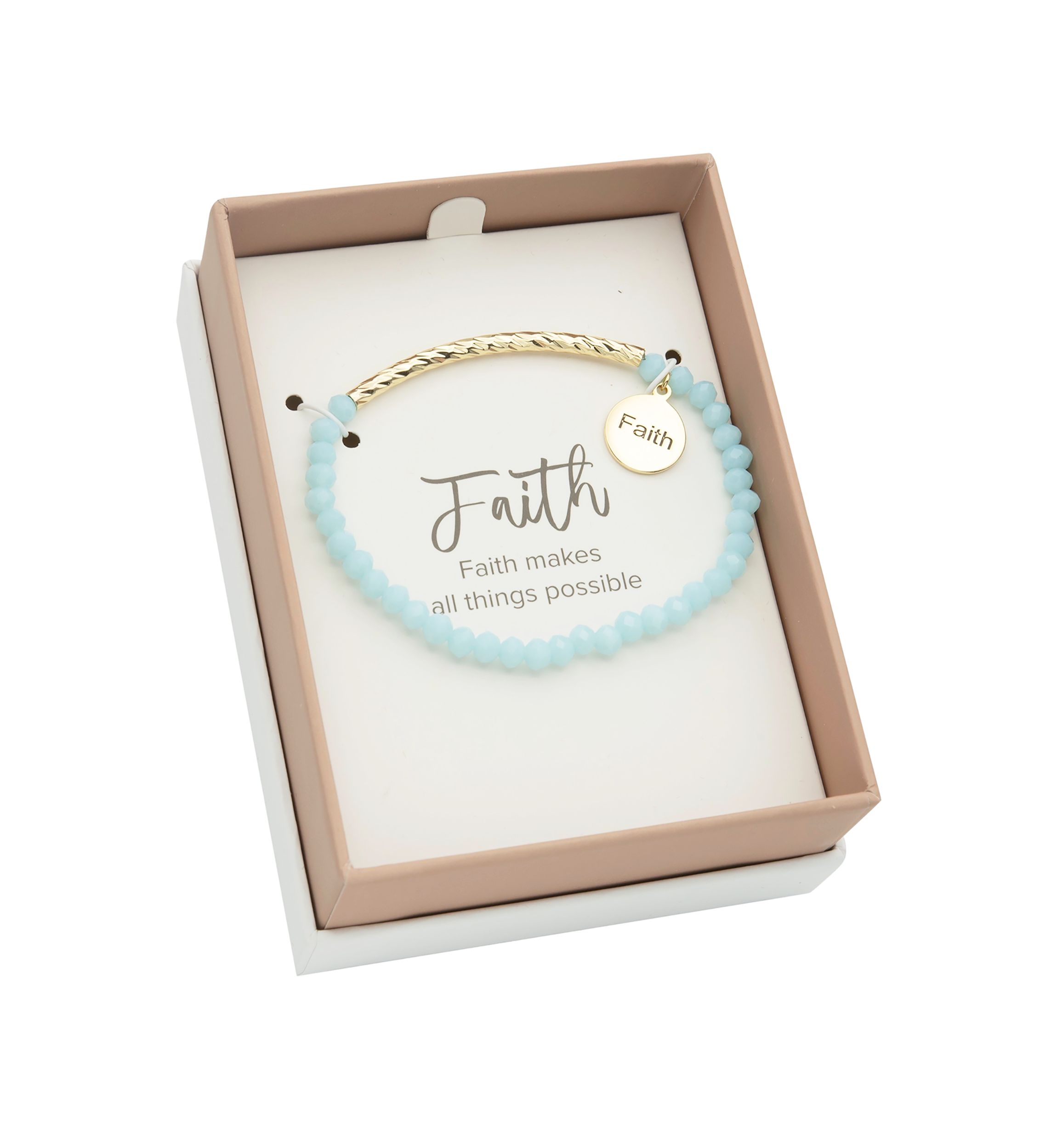 Gold Beaded Faith Stretch Bracelet