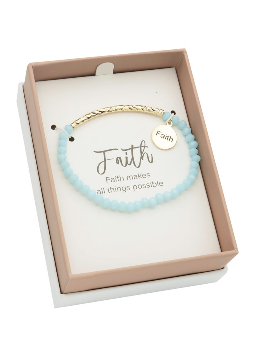 Gold Beaded Faith Stretch Bracelet