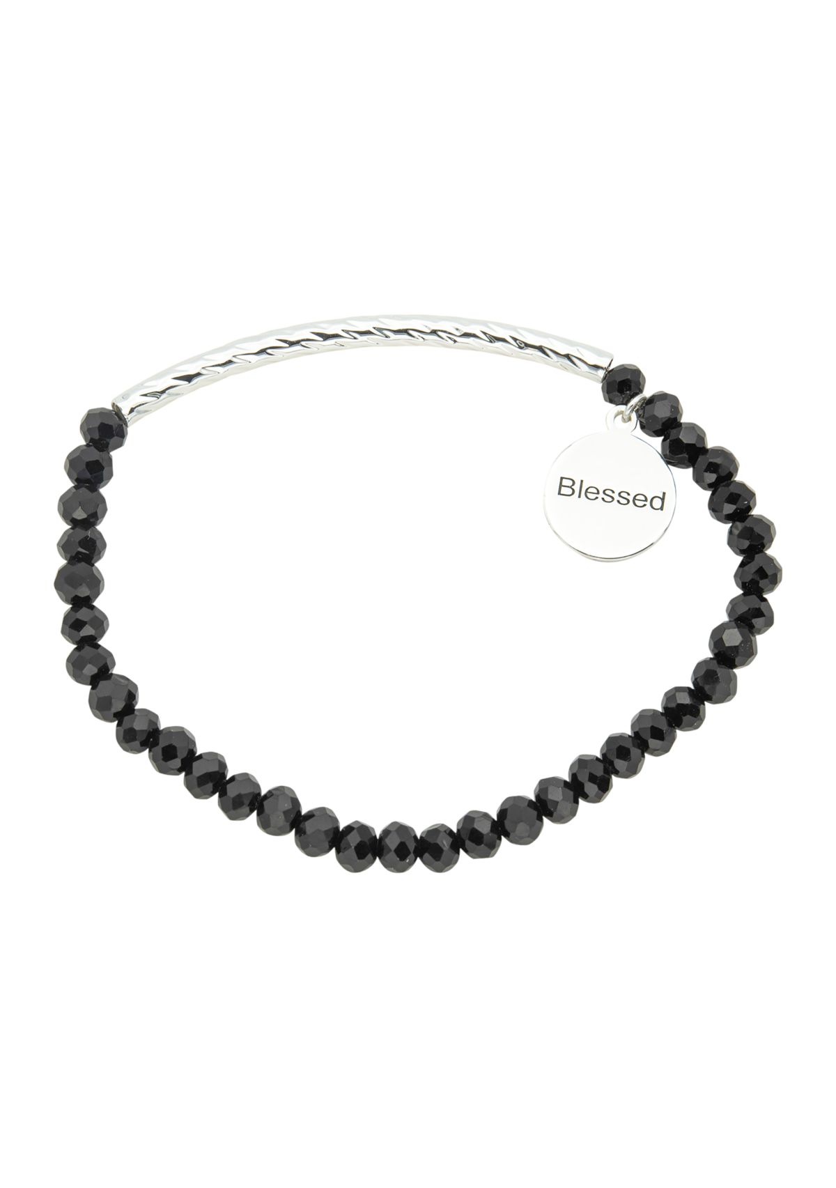 Silver Beaded Blessed Stretch Bracelet