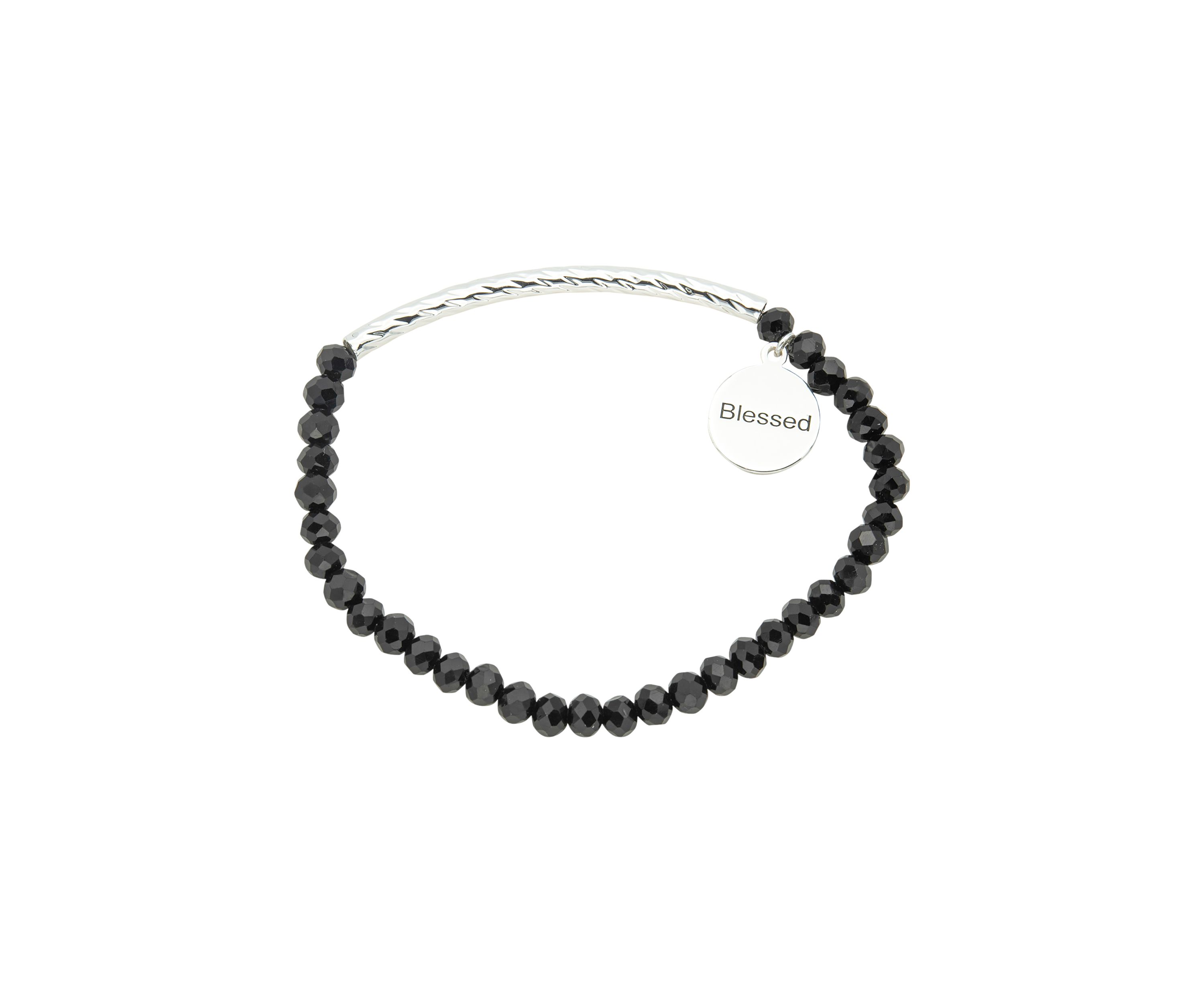 Silver Beaded Blessed Stretch Bracelet