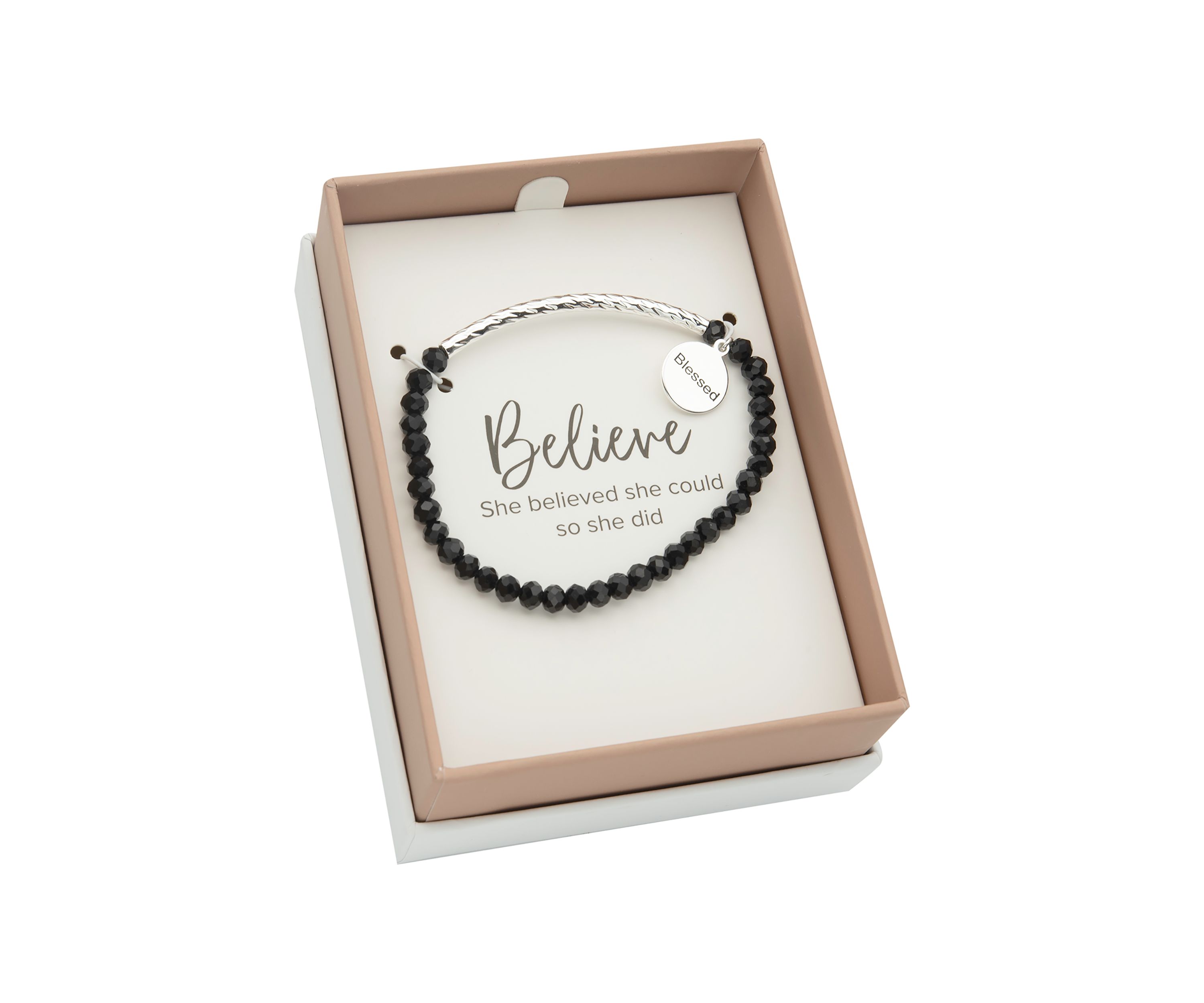 Silver Beaded Blessed Stretch Bracelet