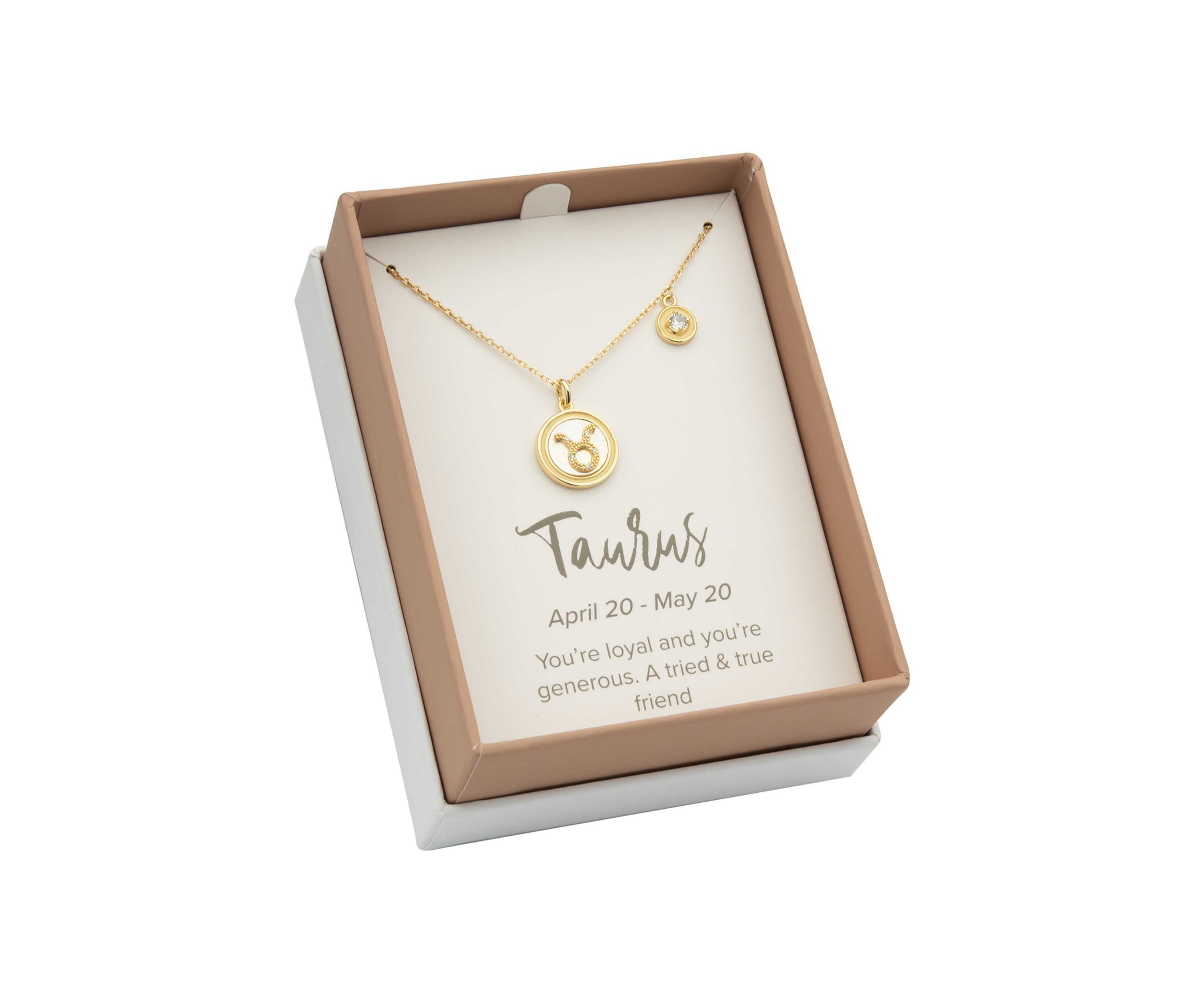 Lab Grown Gold Mother of Pearl Taurus Zodiac Pendant with Charm Necklace