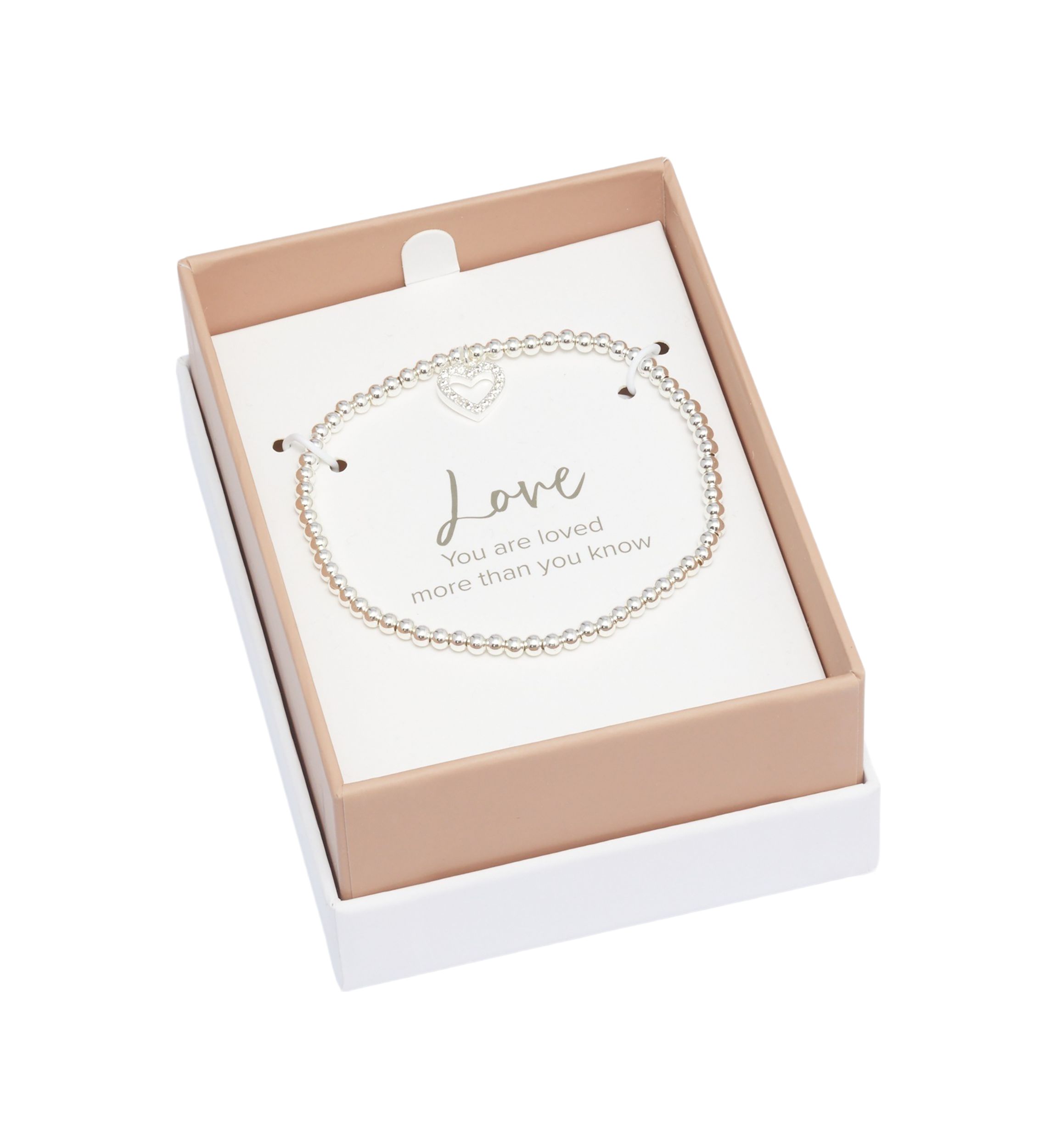 CZ Heart Beaded Stretch Bracelet