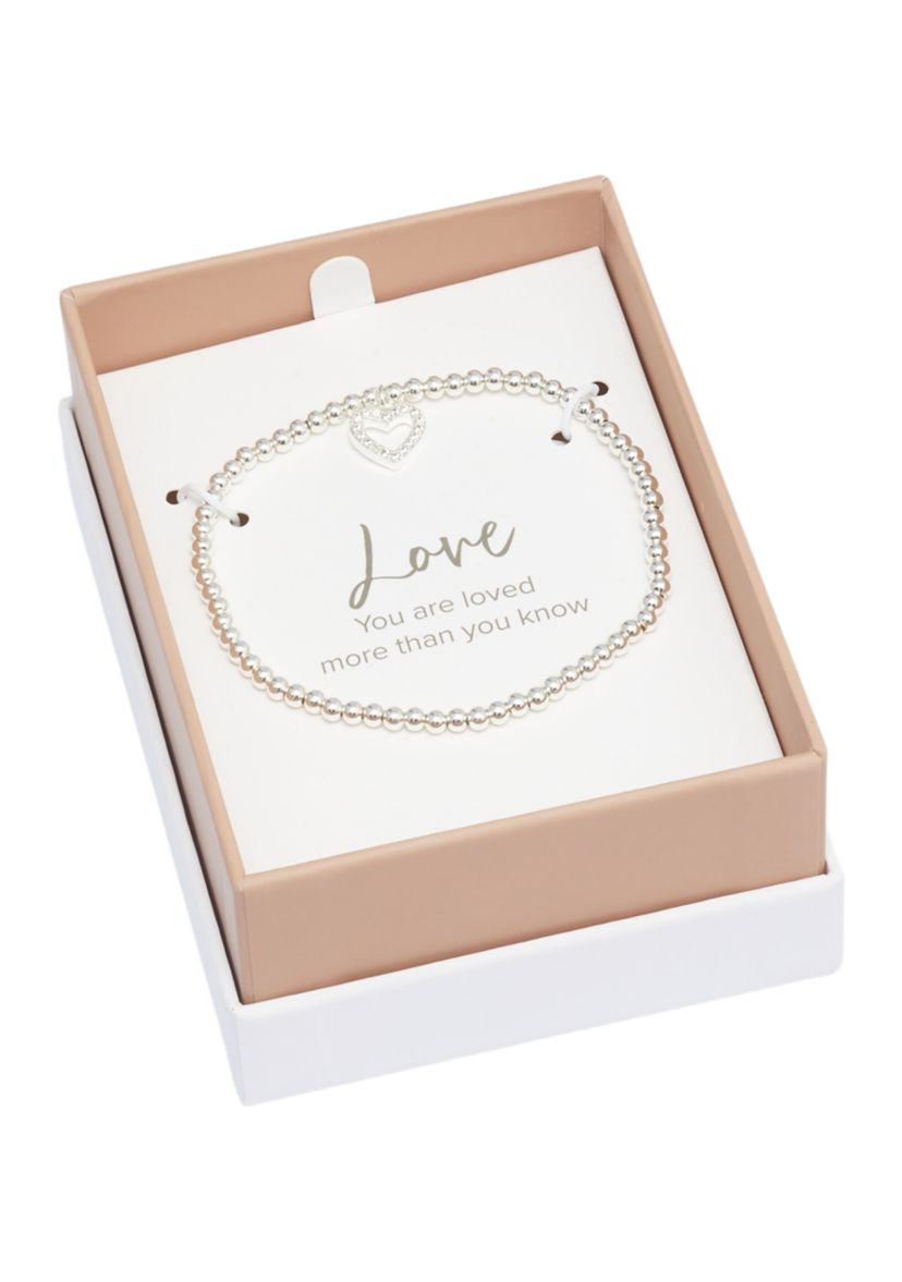 CZ Heart Beaded Stretch Bracelet