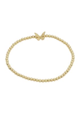 Gold Tone Butterfly Beaded Adjustable Bracelet