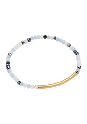 Gold Tone Genuine Beaded Bar Bracelet