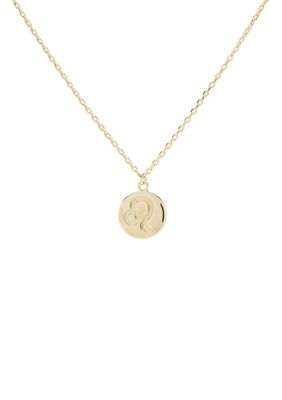 Lab Grown Gold Tone Zodiac Duo Pendant Necklace Set