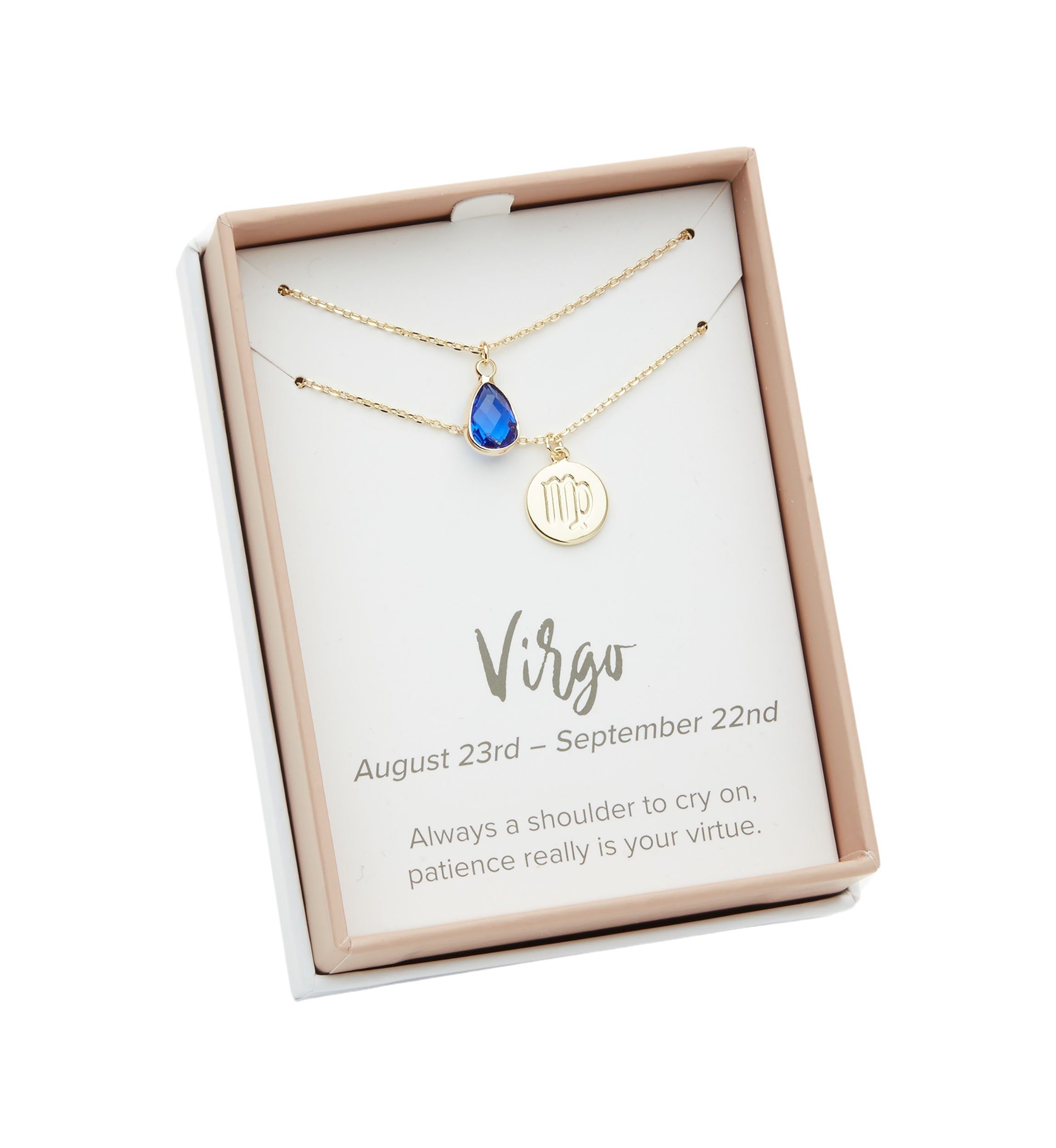 Gold Tone Zodiac Duo Pendant Necklace Set