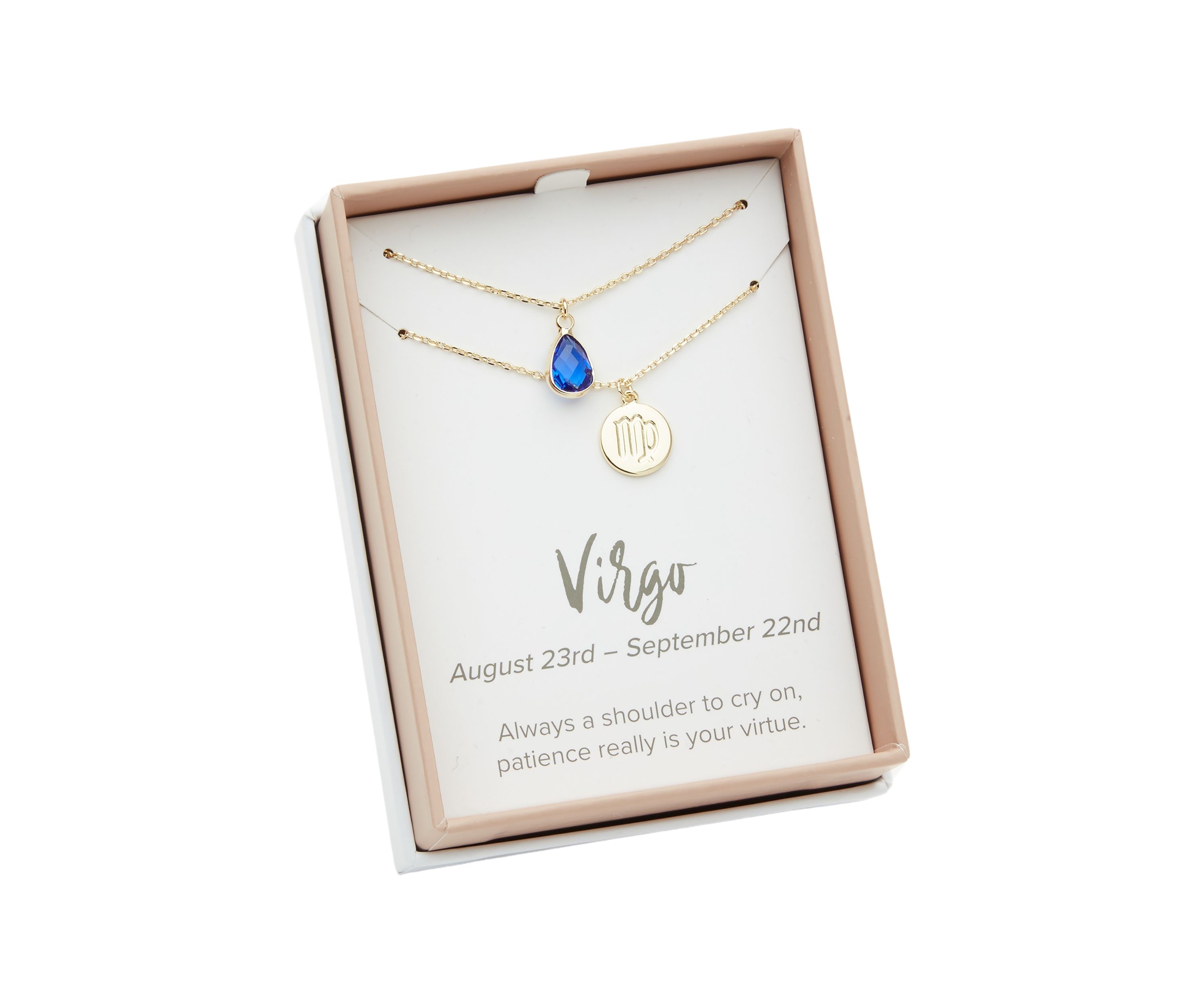 Gold Tone Zodiac Duo Pendant Necklace Set