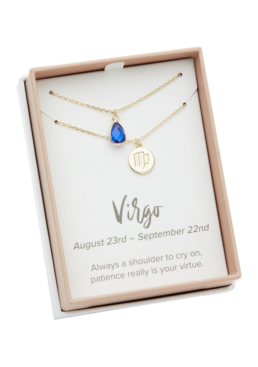 Gold Tone Zodiac Duo Pendant Necklace Set