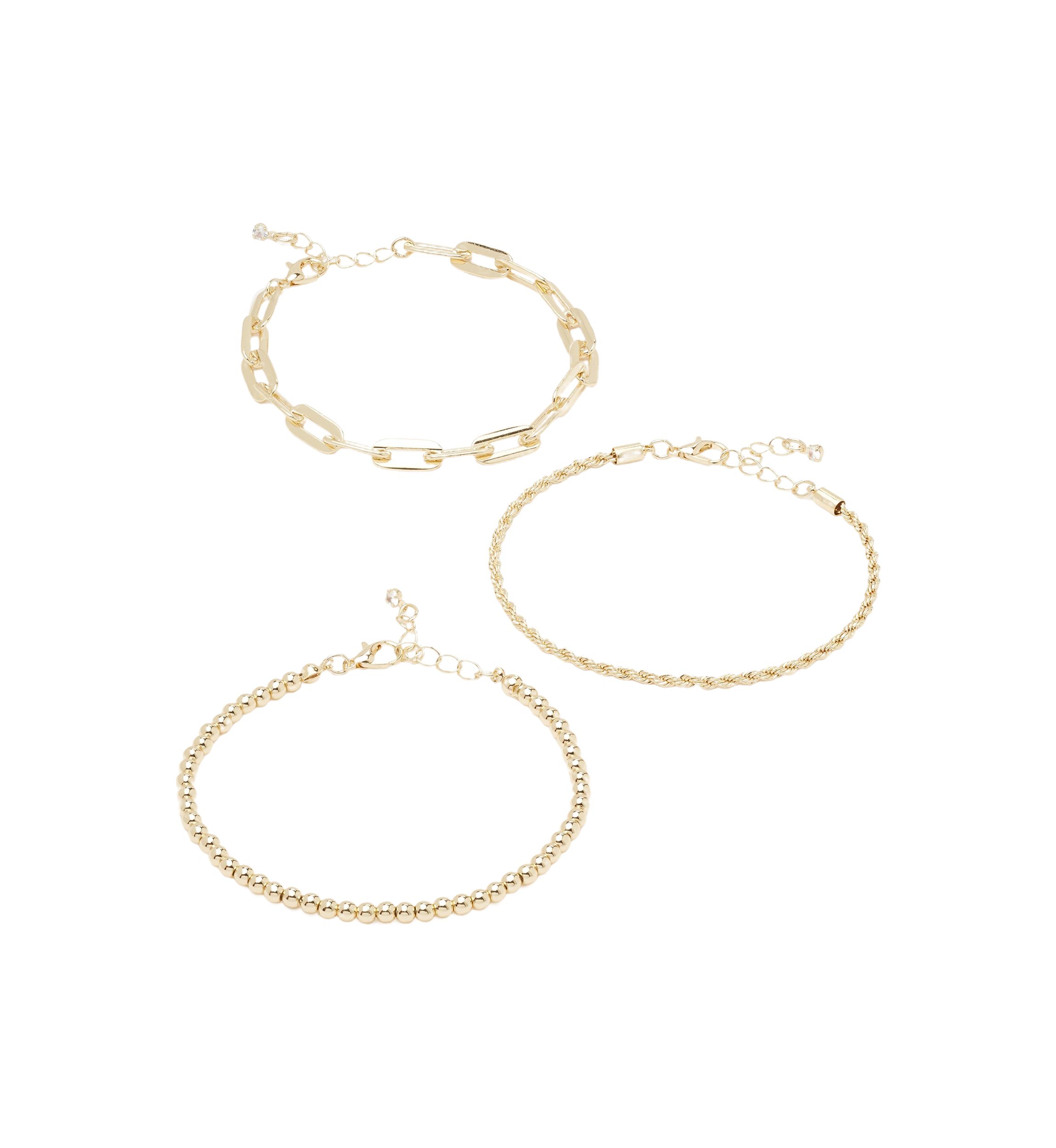 Gold Tone Chain Trio Bracelet Set