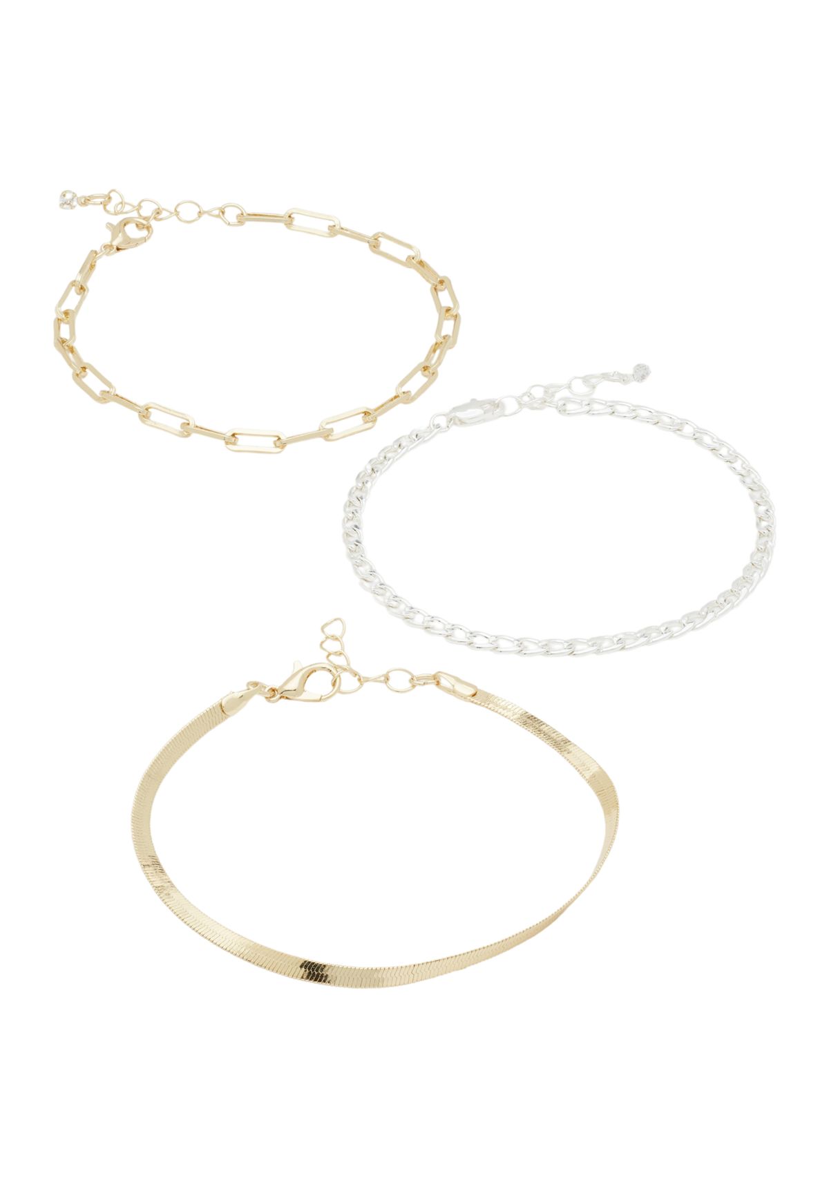 Two Tone Chain Trio Bracelet Set