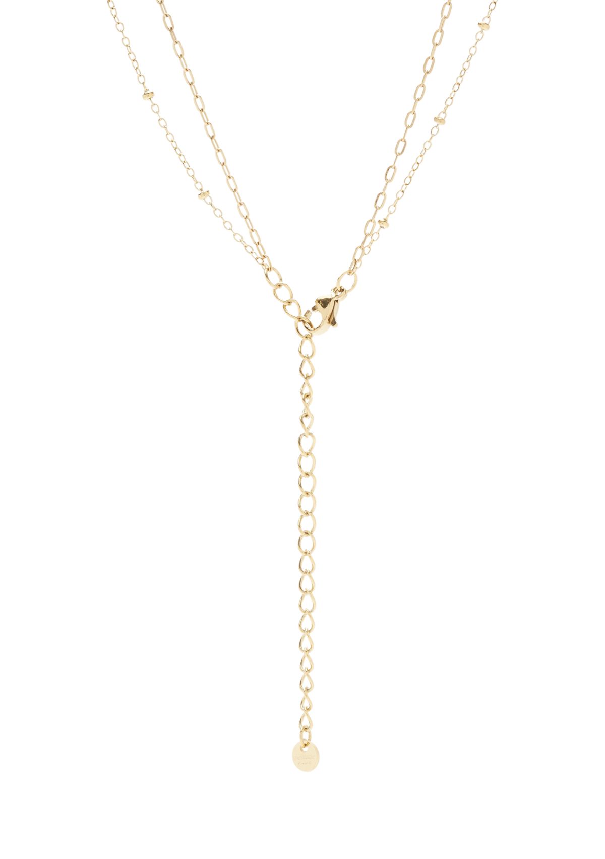 Gold Tone Genuine Stone & Star Disc Duo Pendant Necklace Set