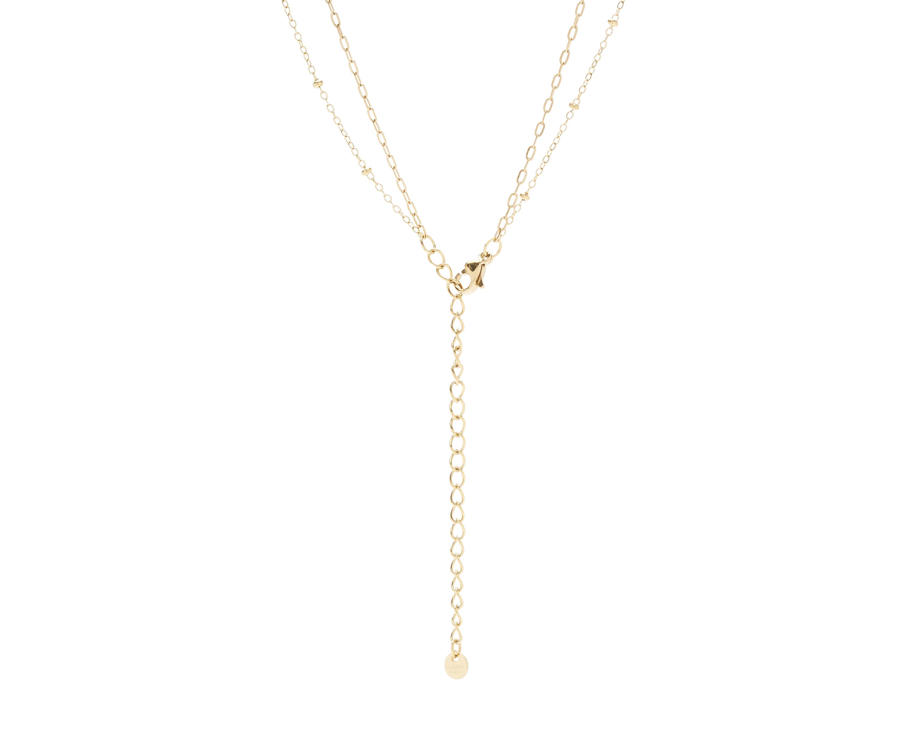 Gold Tone Genuine Stone & Star Disc Duo Pendant Necklace Set