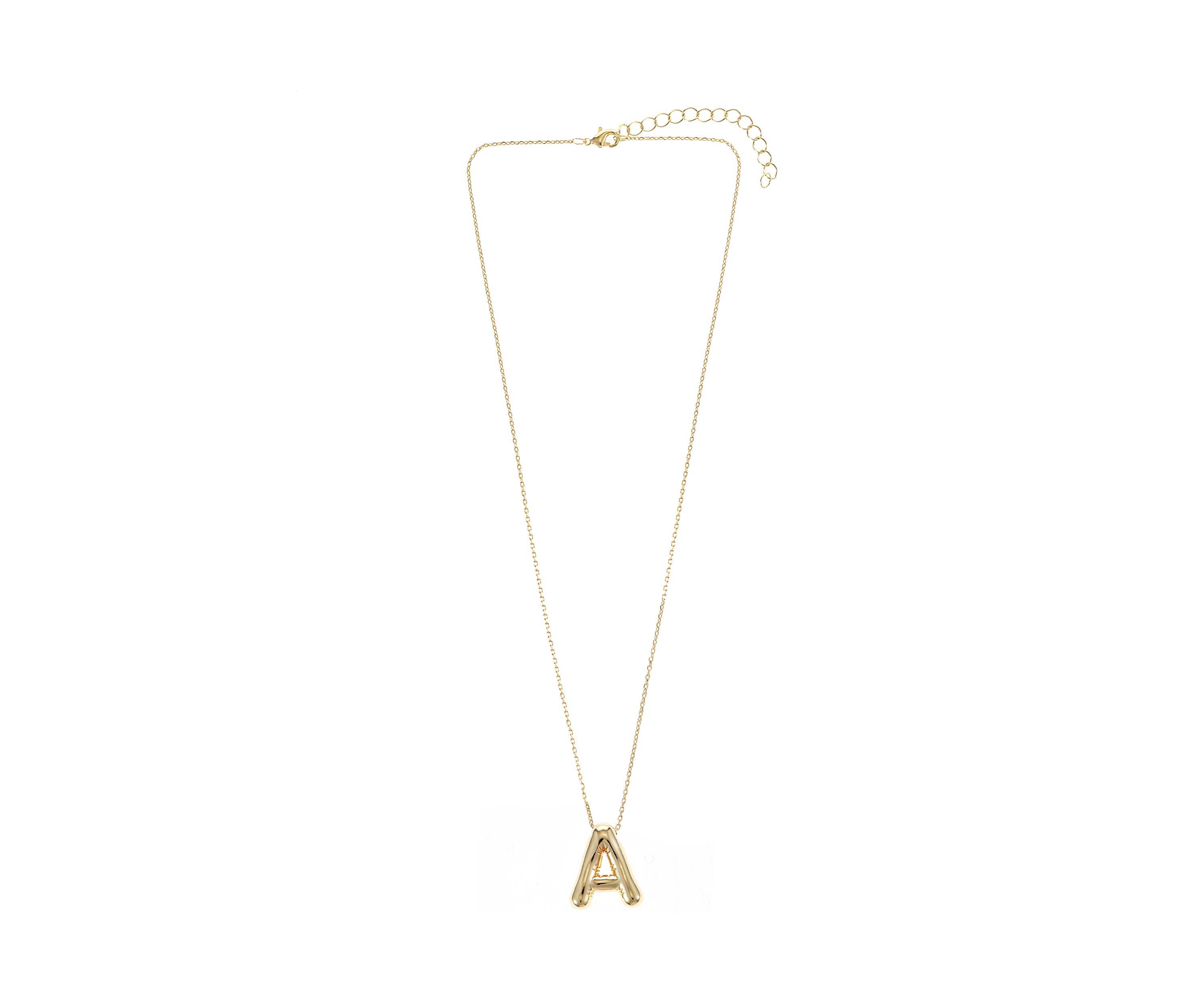 Gold Tone Bubble Initial Pendant Necklace