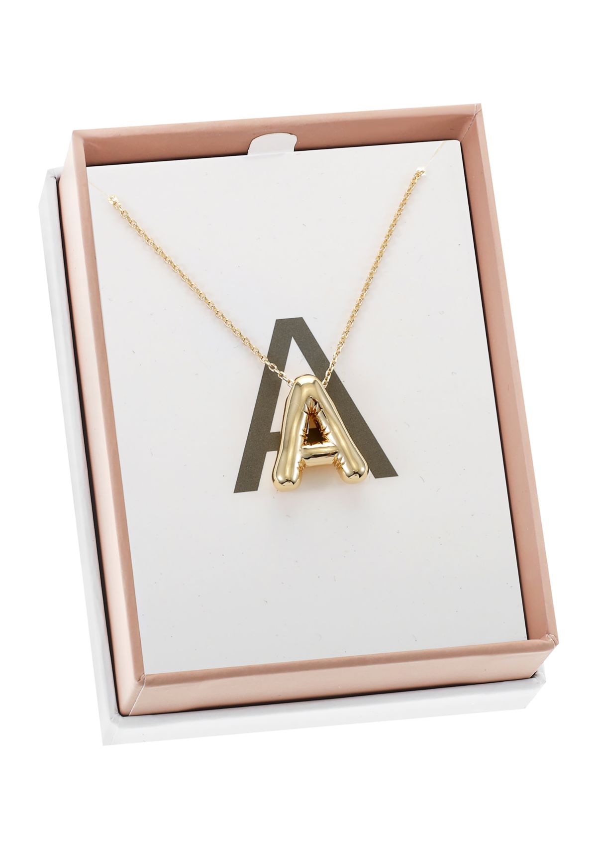 Gold Tone Bubble Initial Pendant Necklace