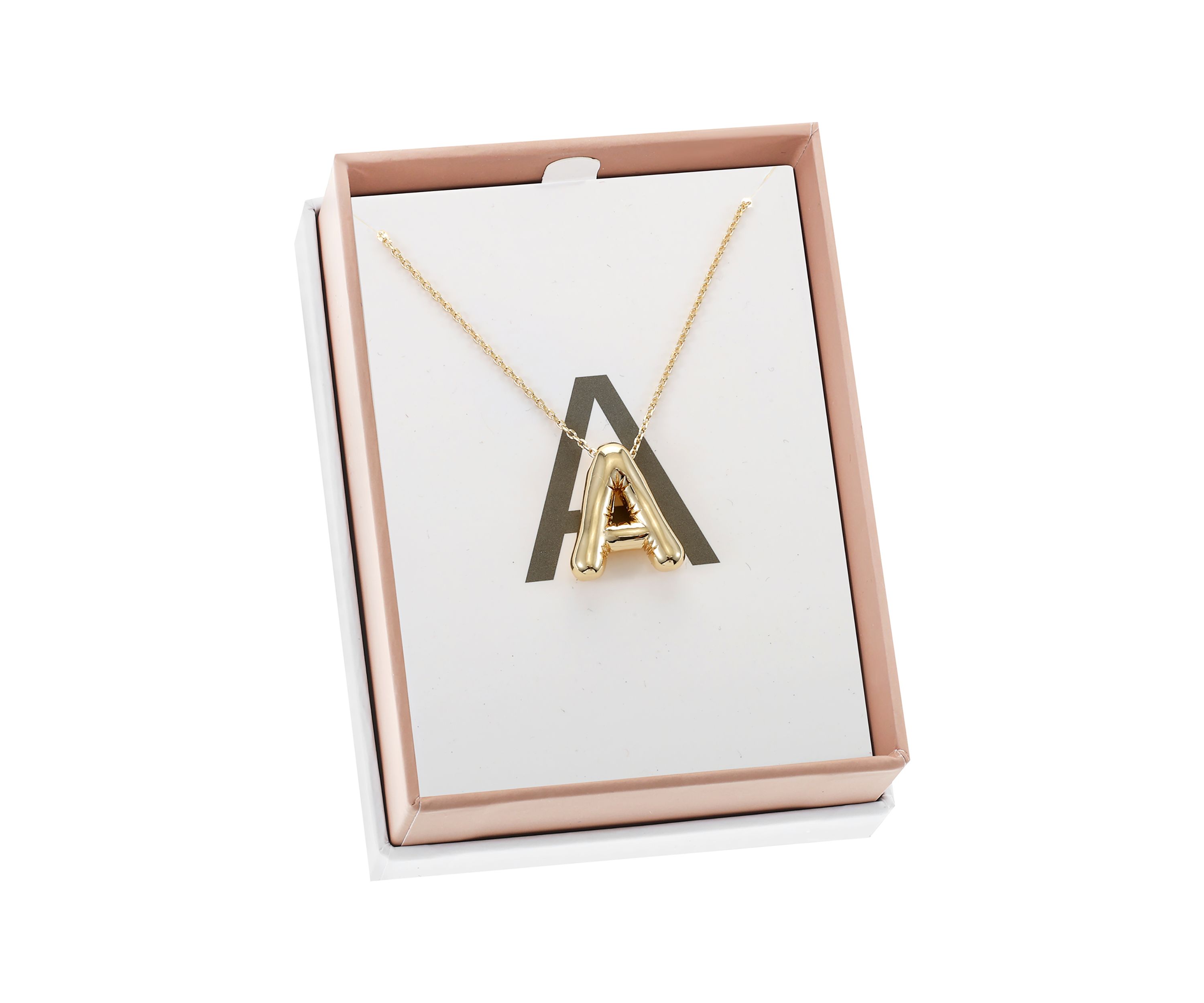 Gold Tone Bubble Initial Pendant Necklace
