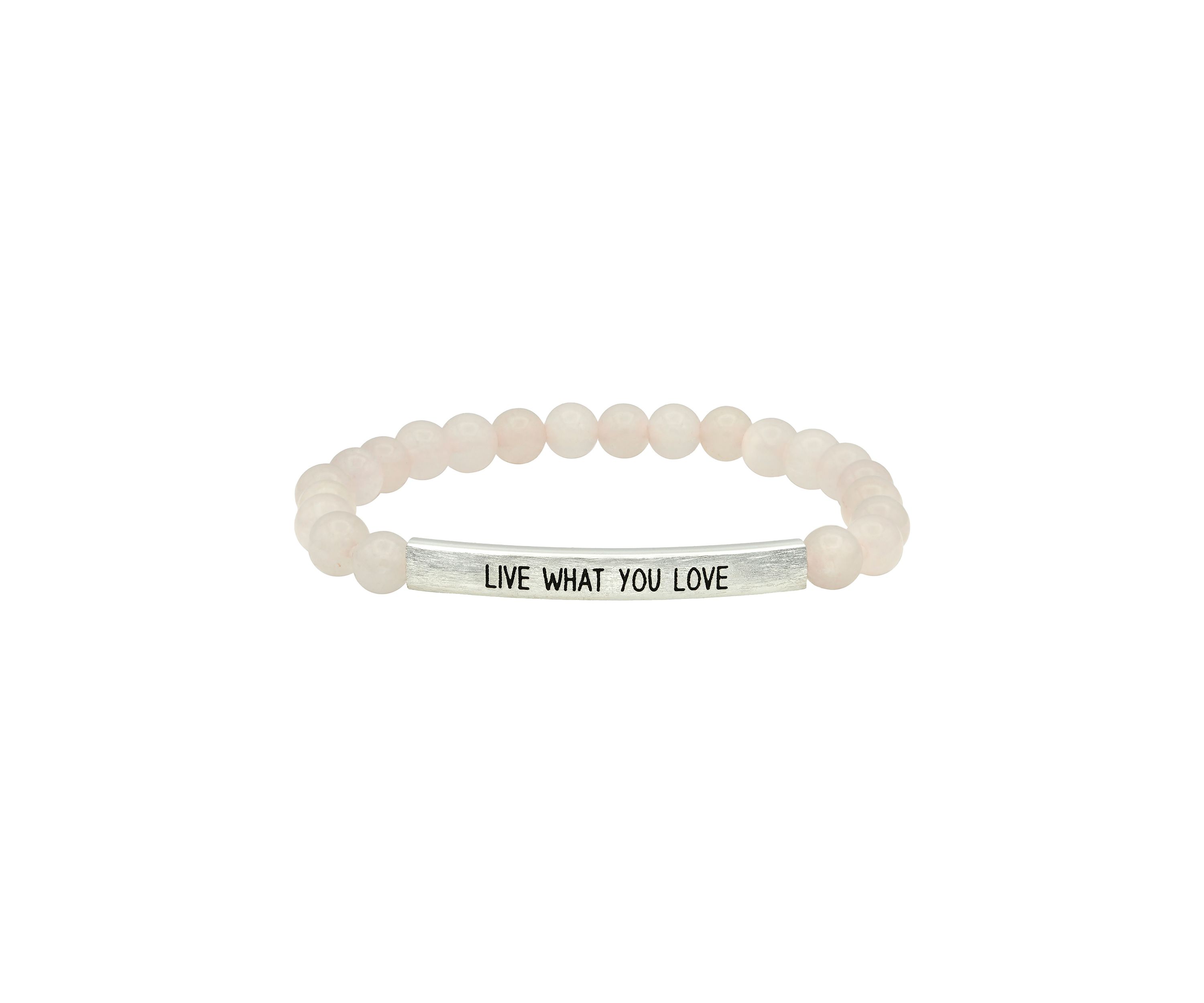 Silver Tone Genuine Stone "Live What You Love" Beaded Bracelet