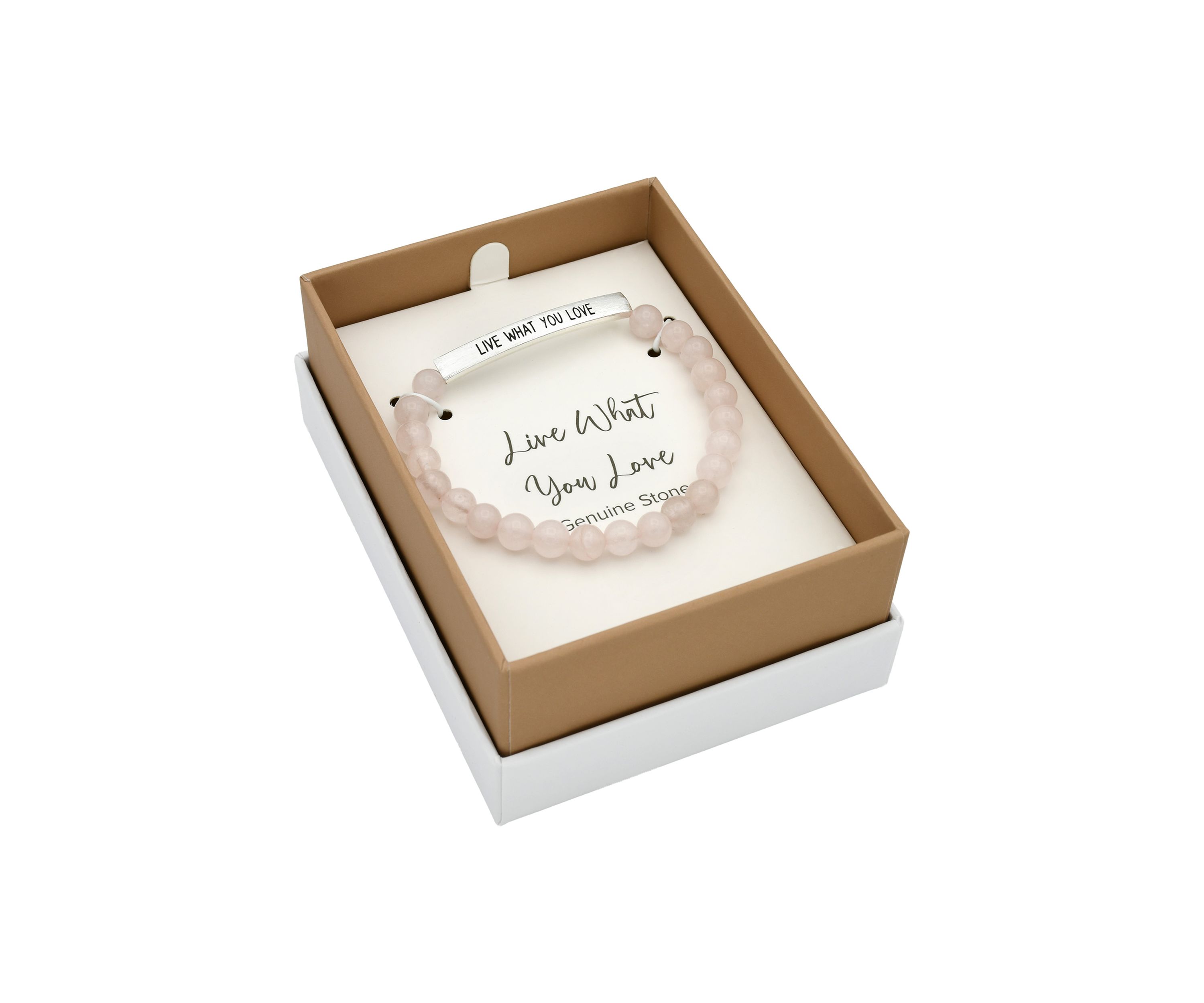 Silver Tone Genuine Stone "Live What You Love" Beaded Bracelet