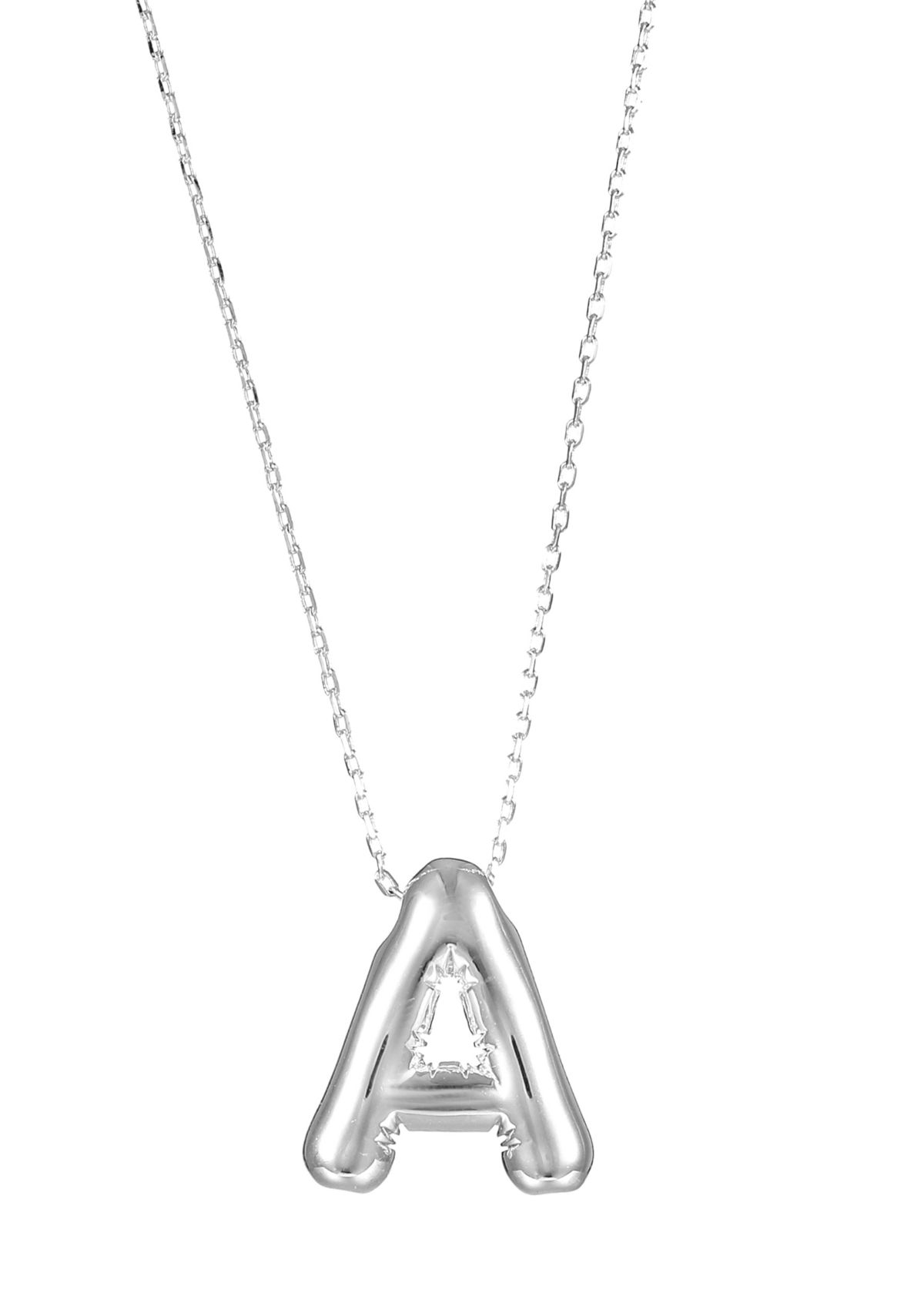 Silver Tone Bubble Initial Pendant Necklace