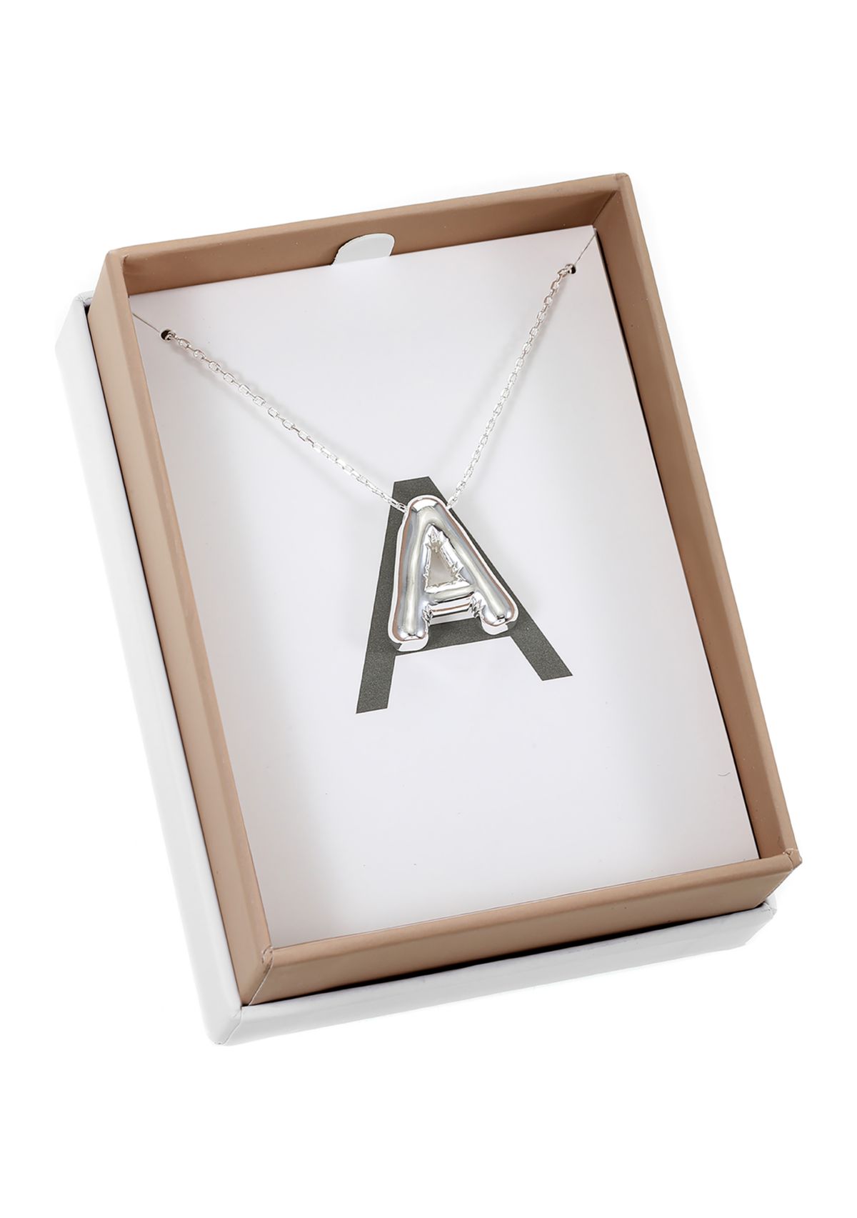 Silver Tone Bubble Initial Pendant Necklace