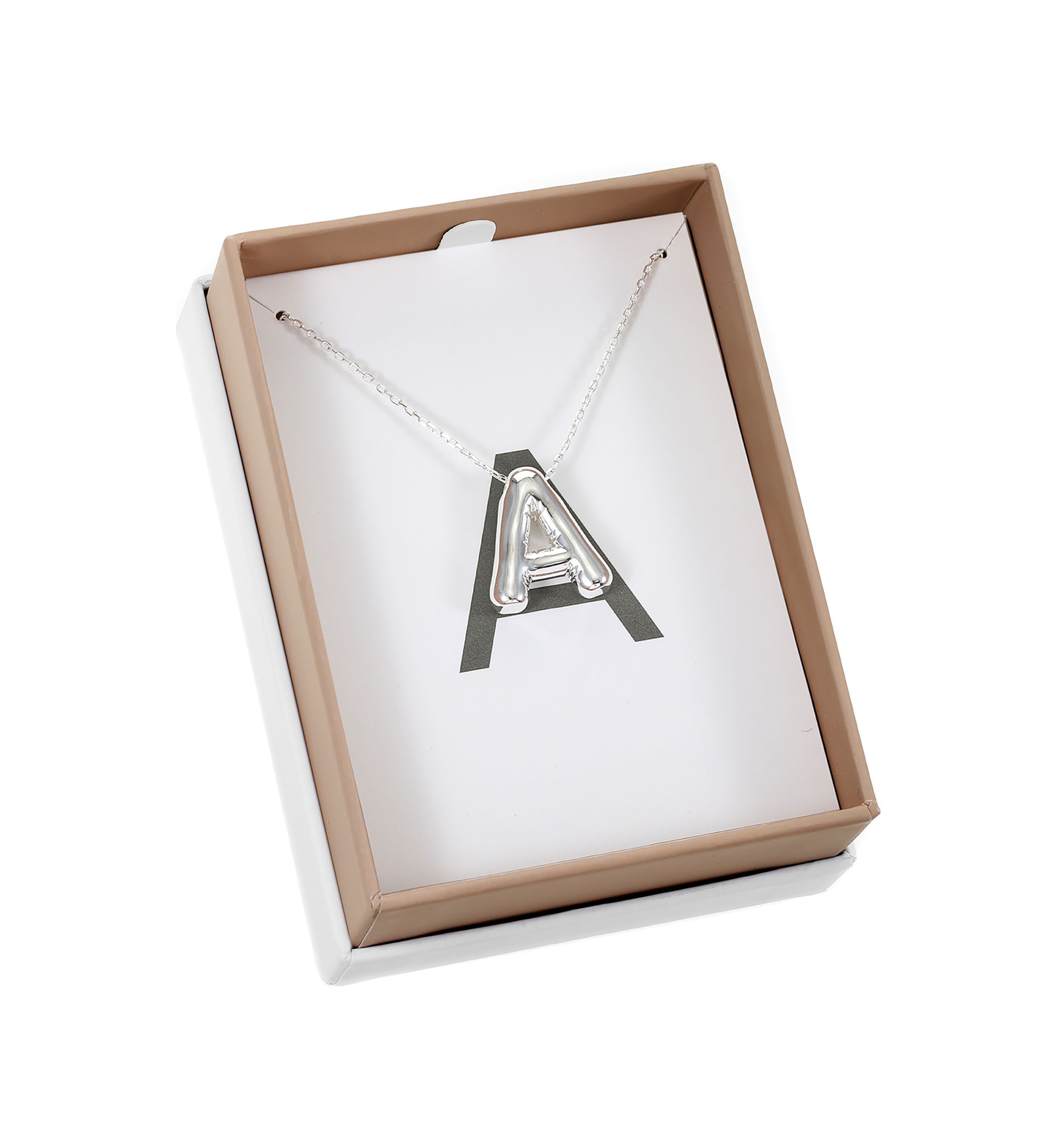 Silver Tone Bubble Initial Pendant Necklace