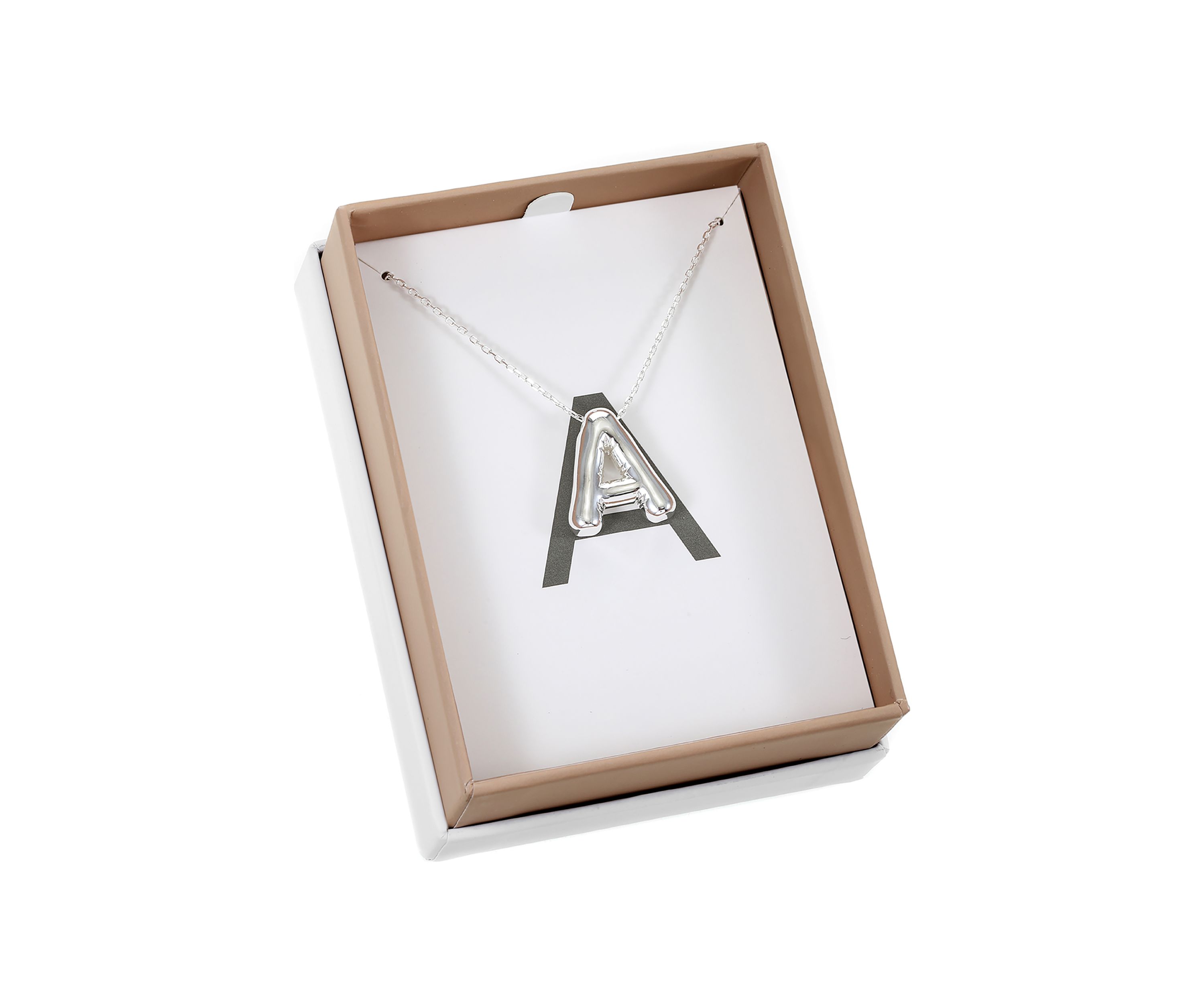 Silver Tone Bubble Initial Pendant Necklace