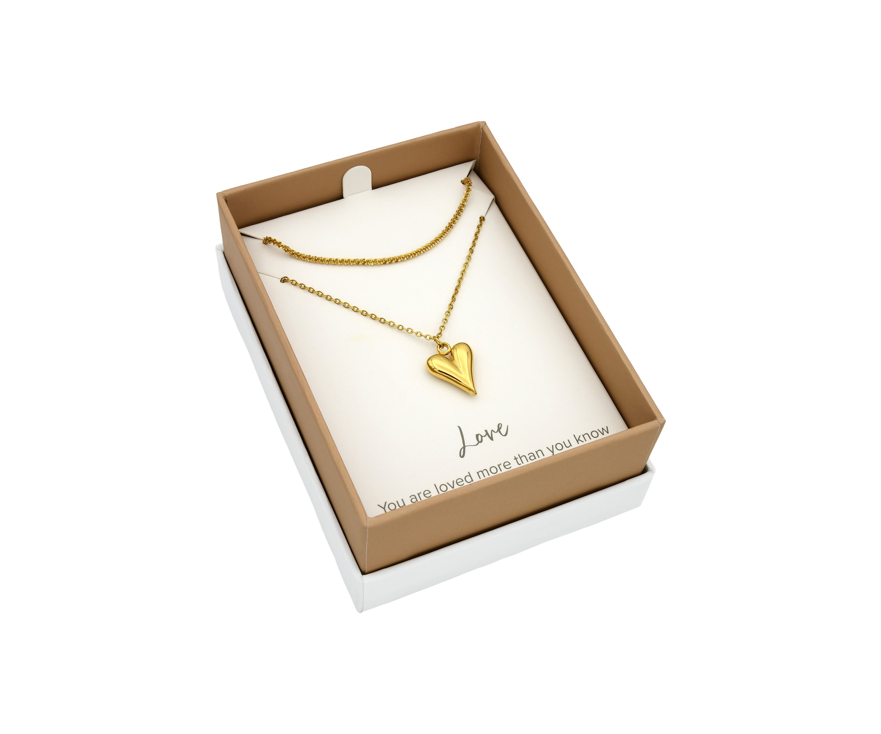 Gold Tone Heart Locket and Chain Necklace Set