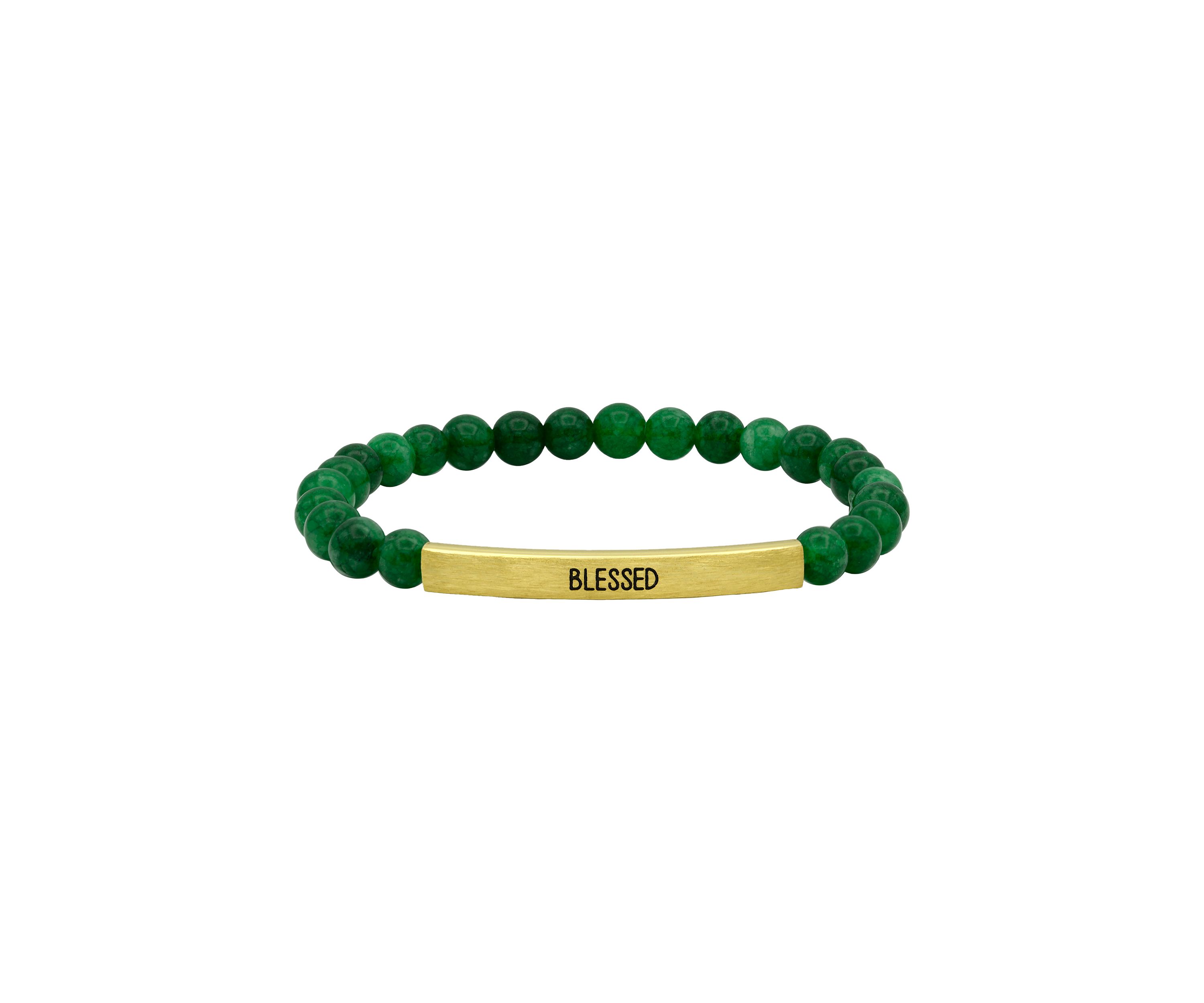 Gold Tone Genuine Stone Blessed Beaded Bracelet