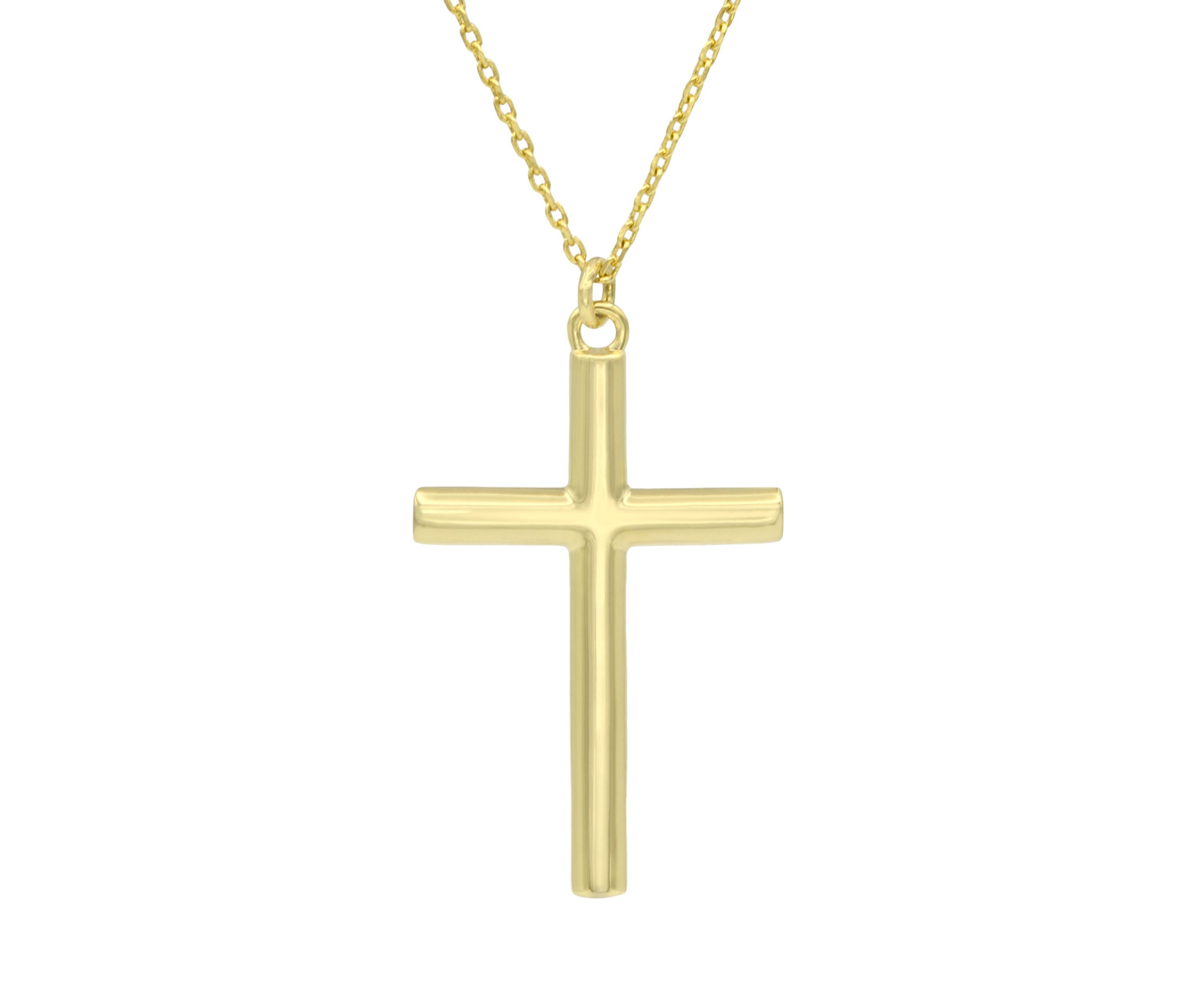 Gold Tone Delicate Matte Cross Pendant Necklace