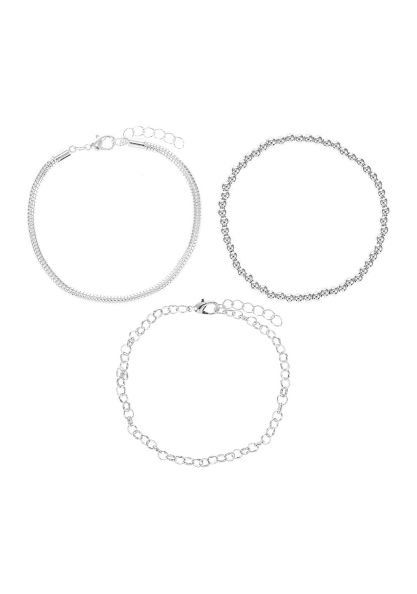 Beaded and Link Bracelet Trio Set