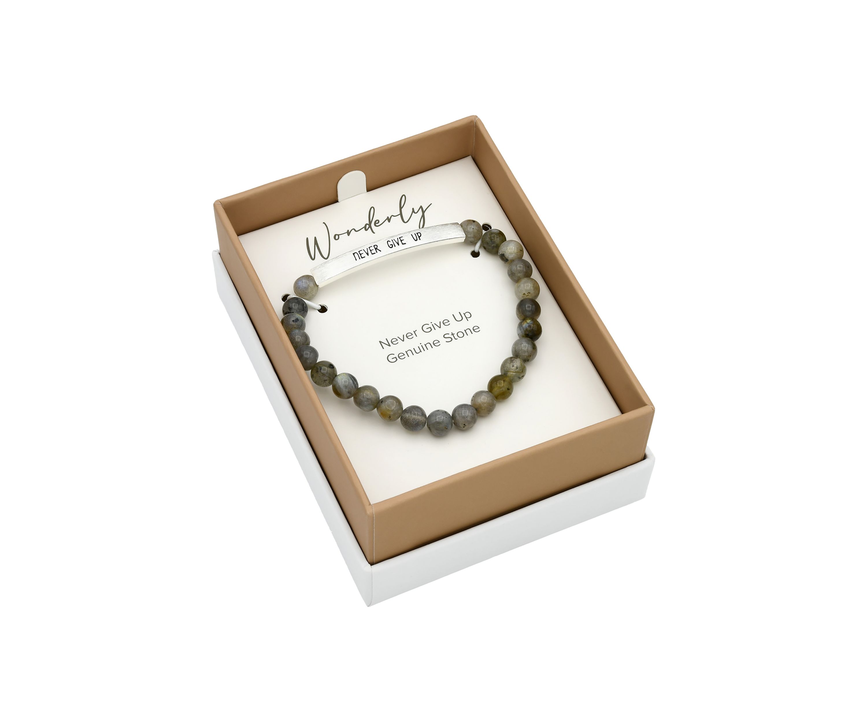 Silver Tone Spectrolite Beaded Engraved Bar Bracelet