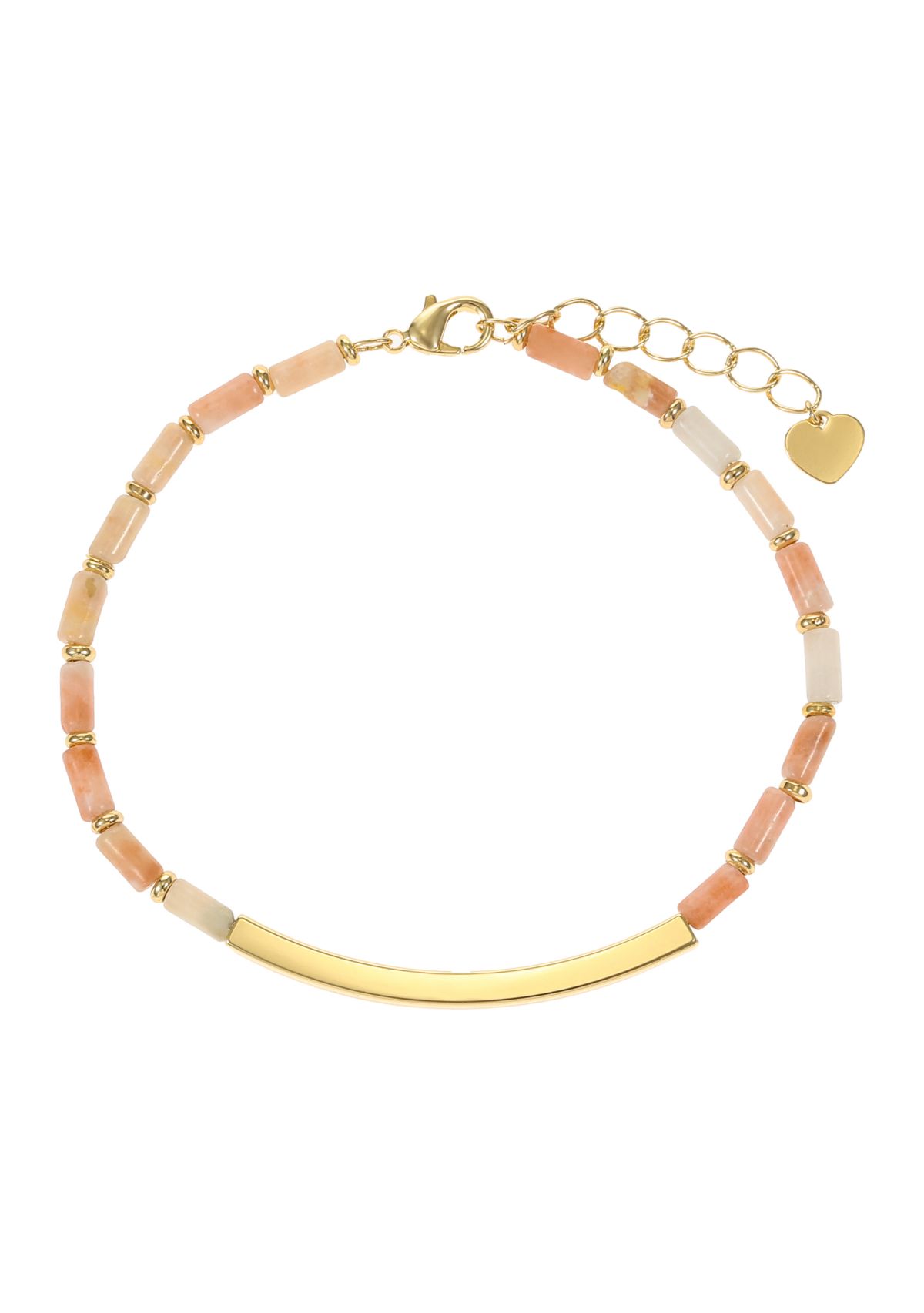 Gold Tone Rose Quartz Bead with gold bar Bracelet