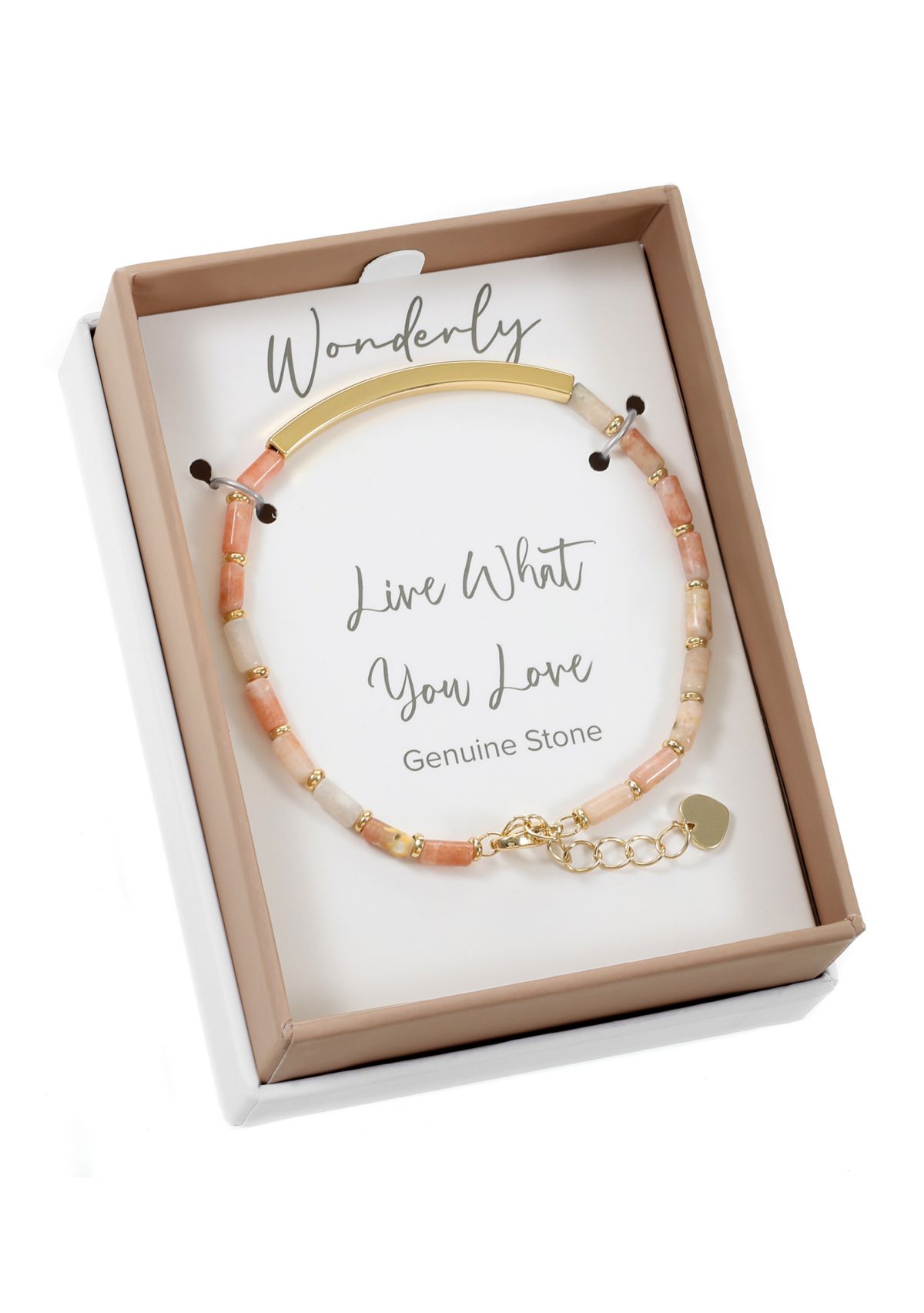 Gold Tone Rose Quartz Bead with gold bar Bracelet