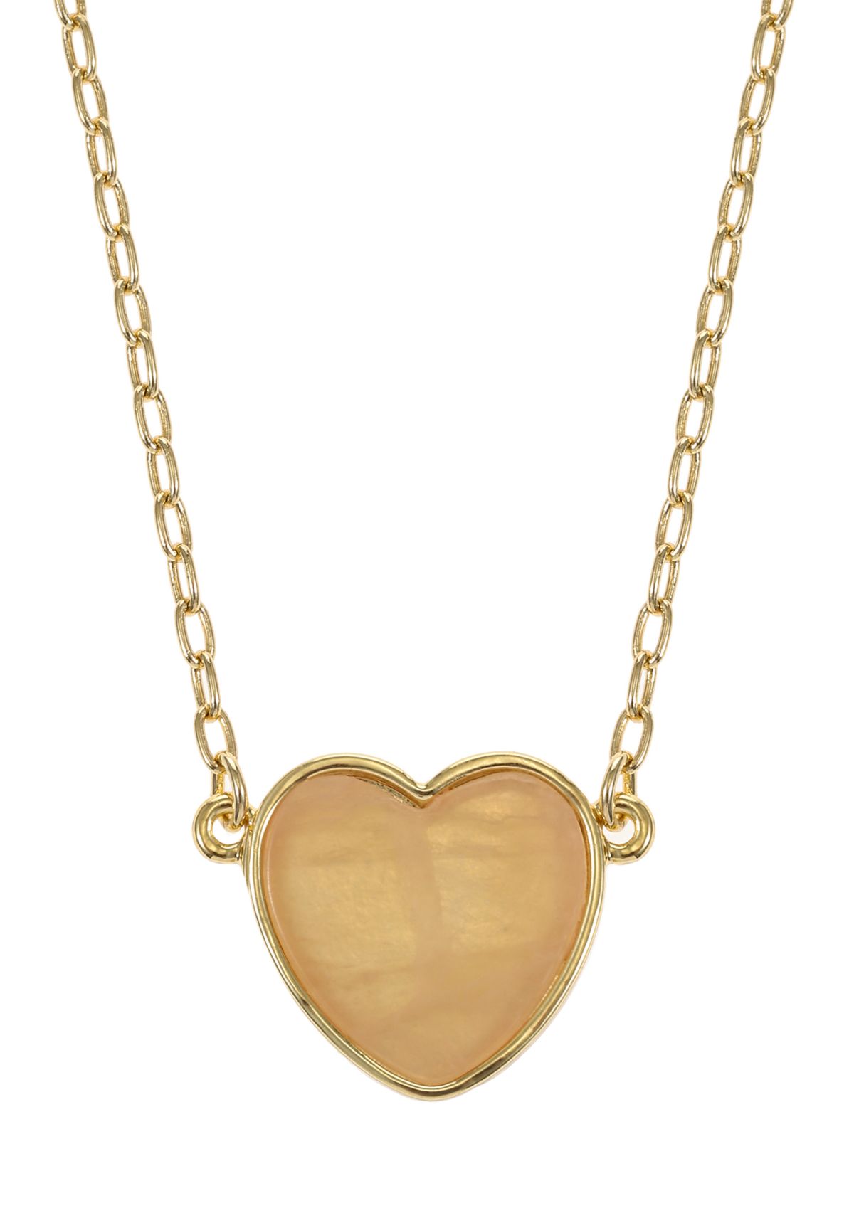 Gold Tone Rose Quartz Heart Pendant Necklace