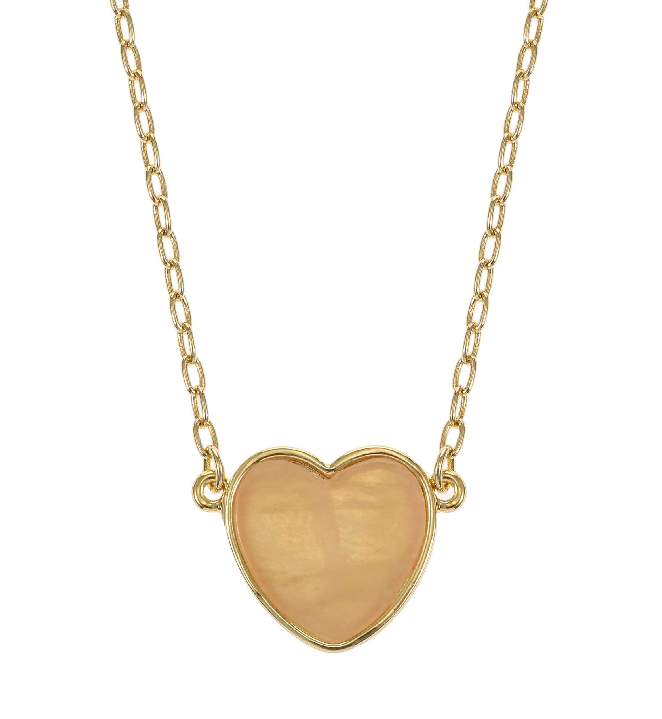 Gold Tone Rose Quartz Heart Pendant Necklace