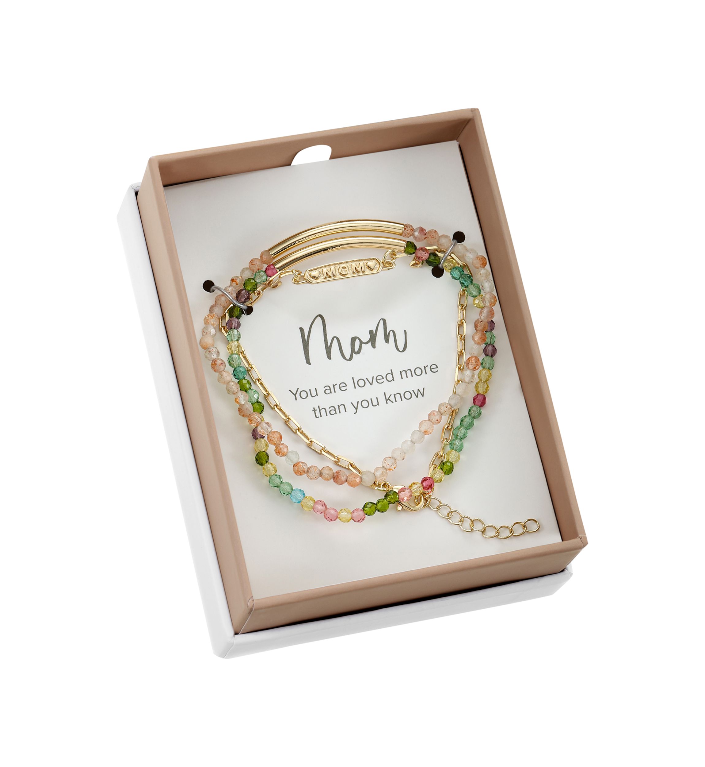 Gold Tone Bracelet Trio with Multi Beaded Bracelet Set