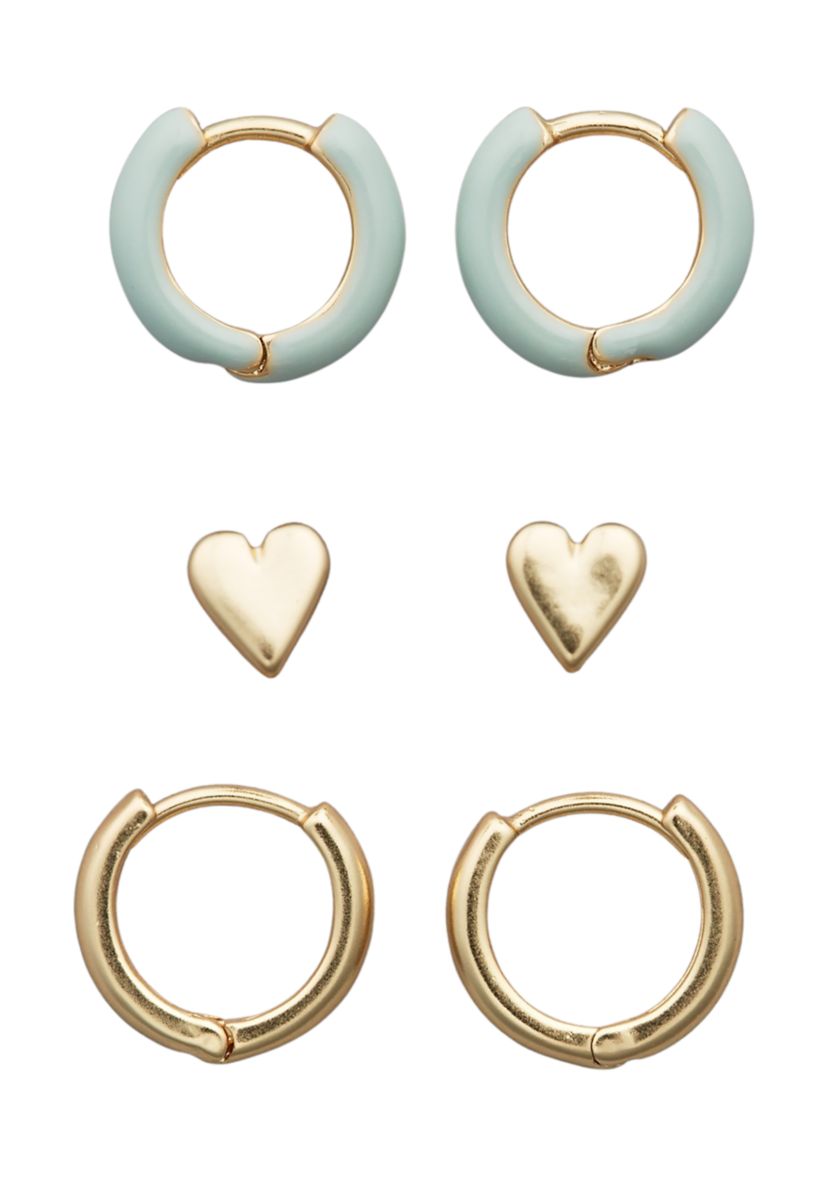 Mauve Enamel Hoop Earrings Set