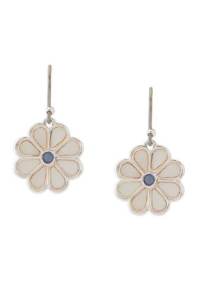 Inlay Daisy Stone Drop Earrings