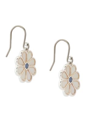 Inlay Daisy Stone Drop Earrings