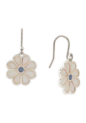 Inlay Daisy Stone Drop Earrings