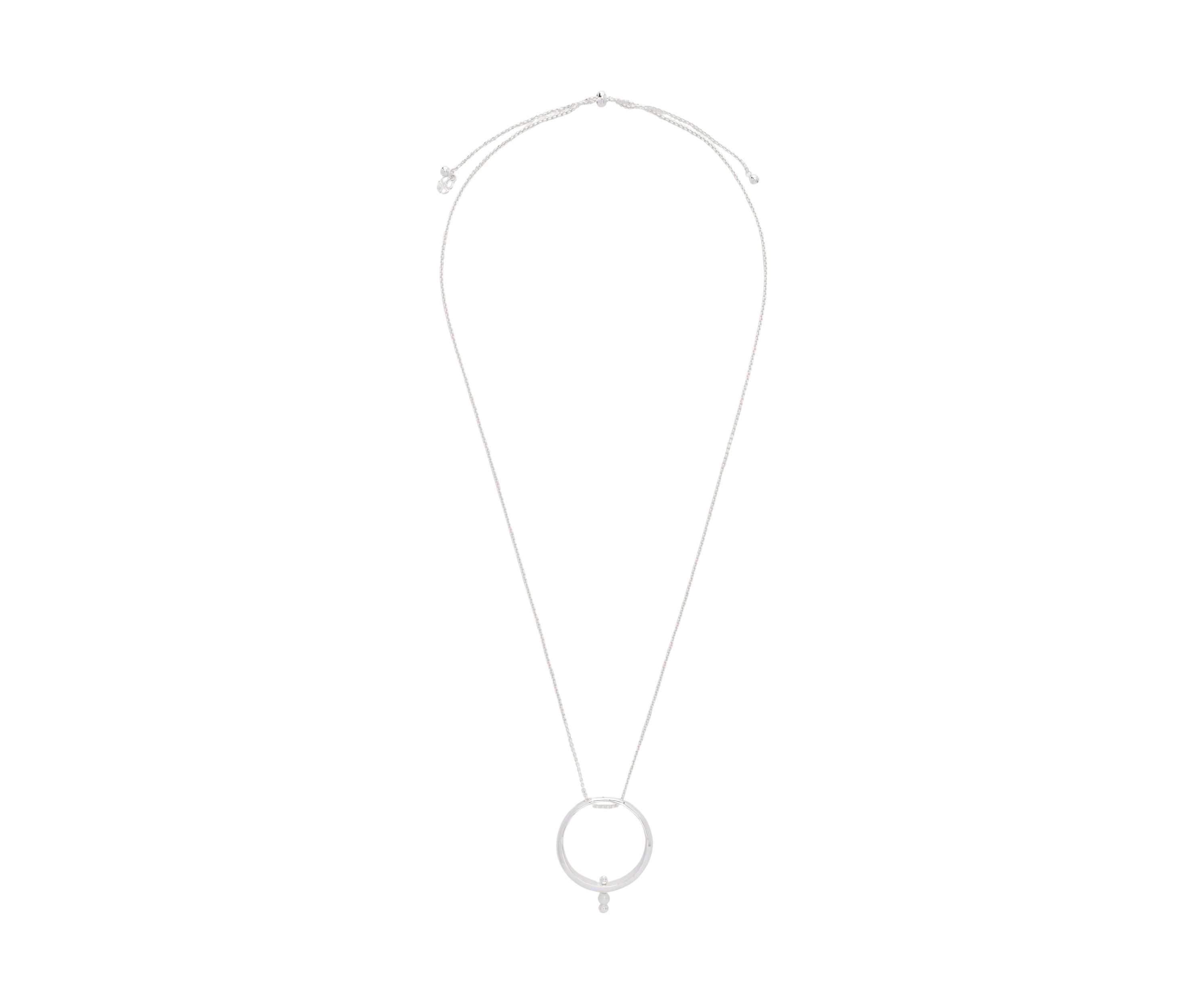 Silver Tone Pierced Hoop Necklace