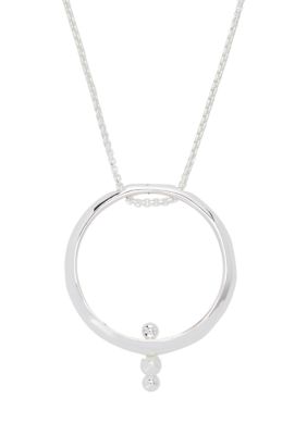 Silver Tone Pierced Hoop Necklace