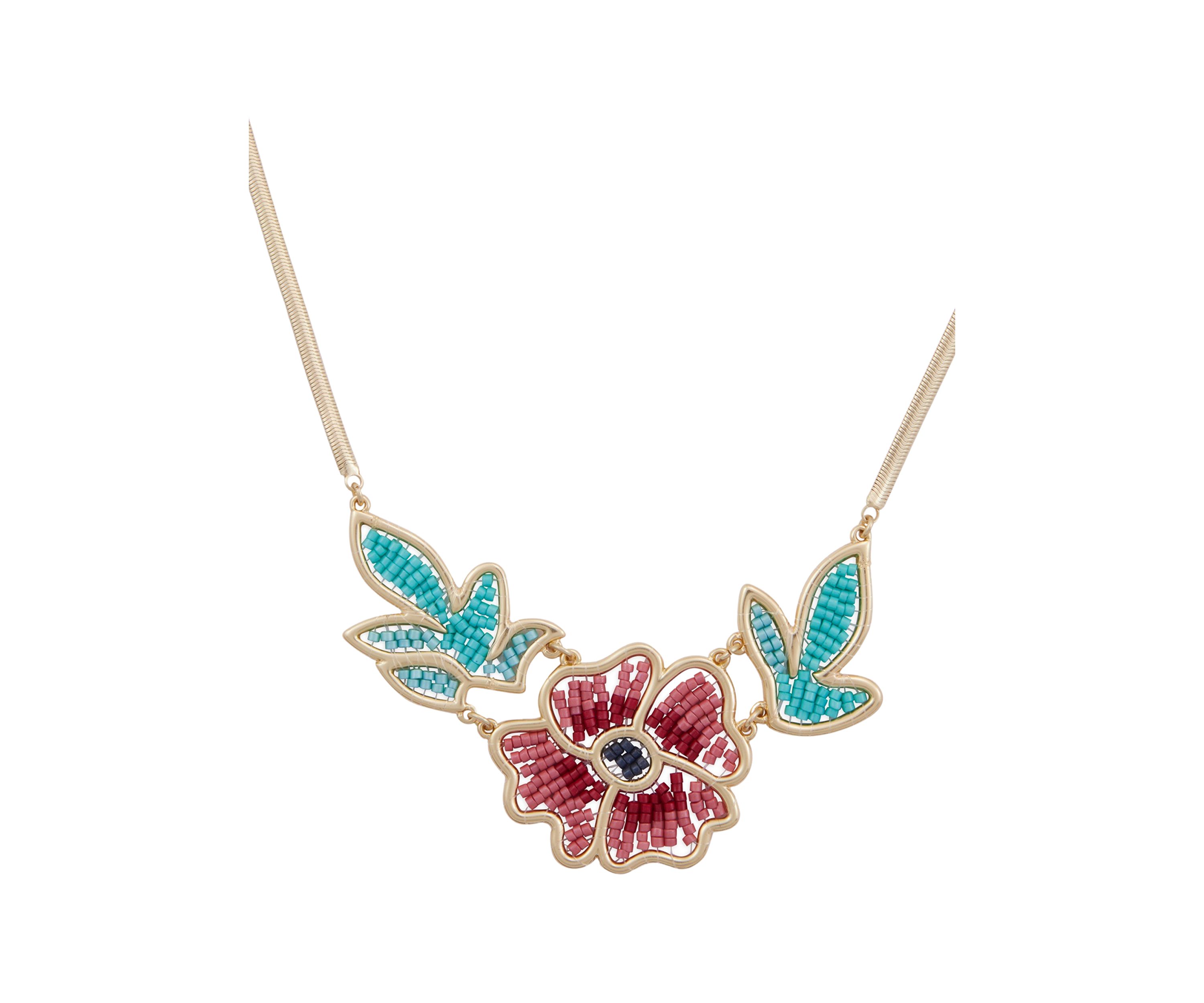 Floral Statement Beaded Necklace