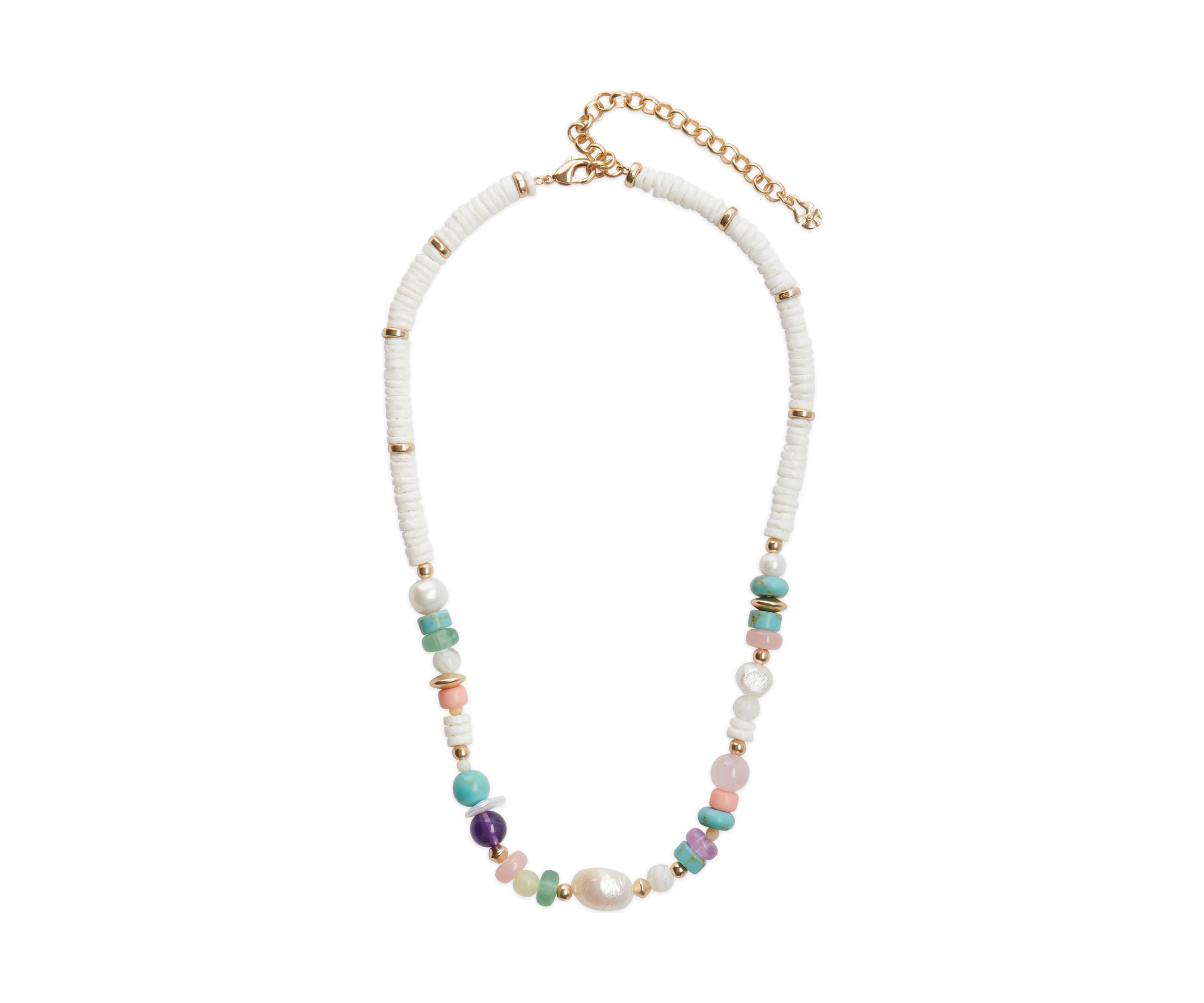Multicolor Stone and Shell Necklace