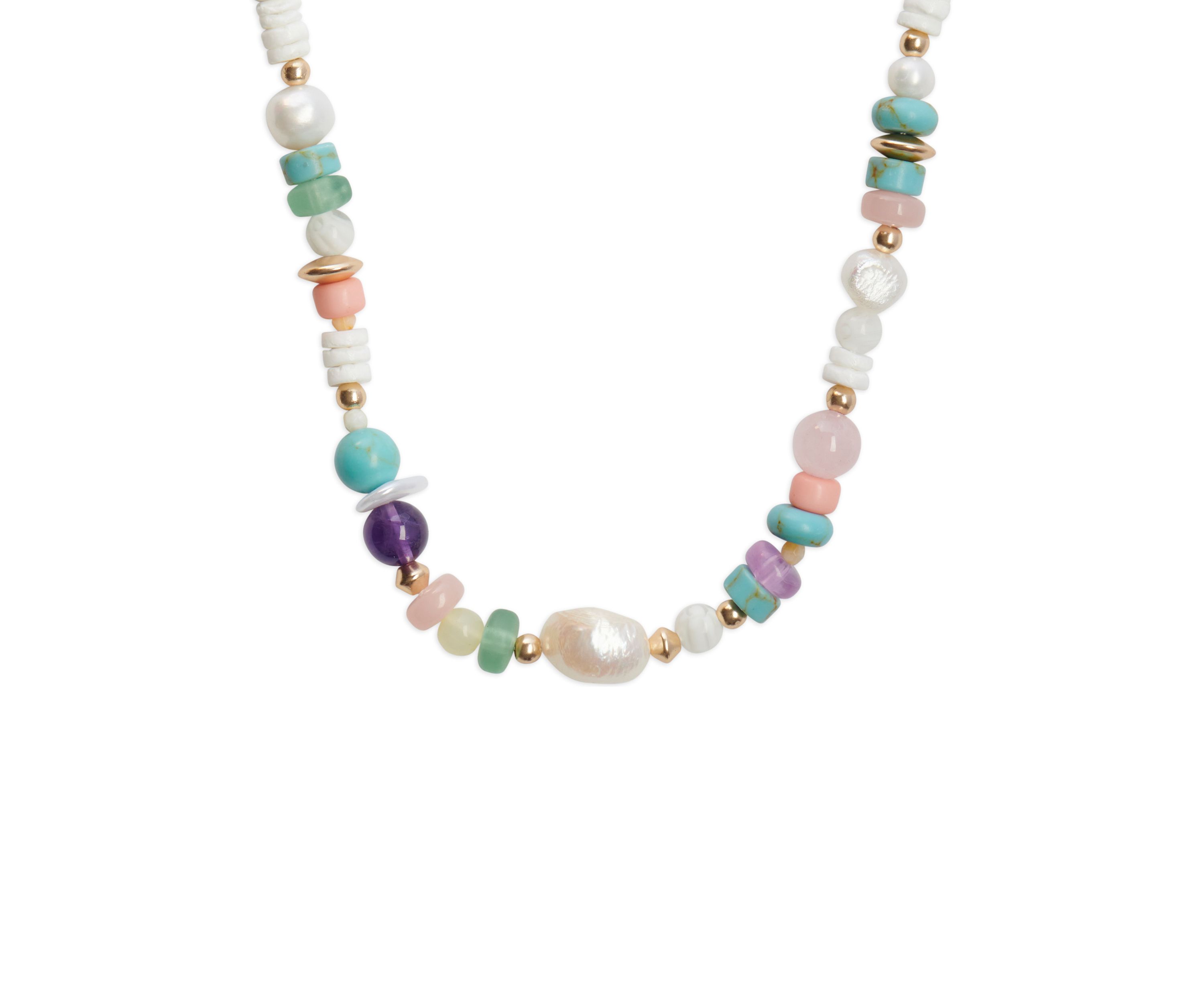 Multicolor Stone and Shell Necklace