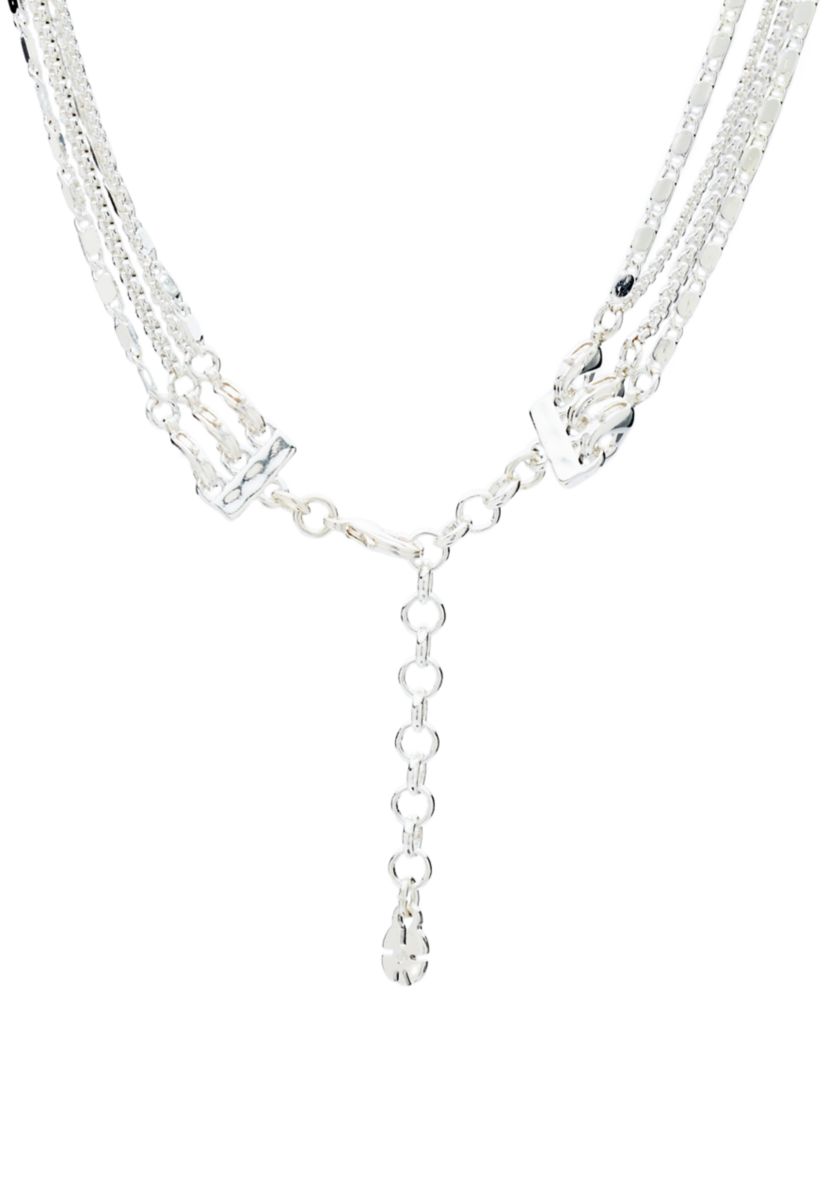 Silver Tone Pearl Wave Layered Necklace